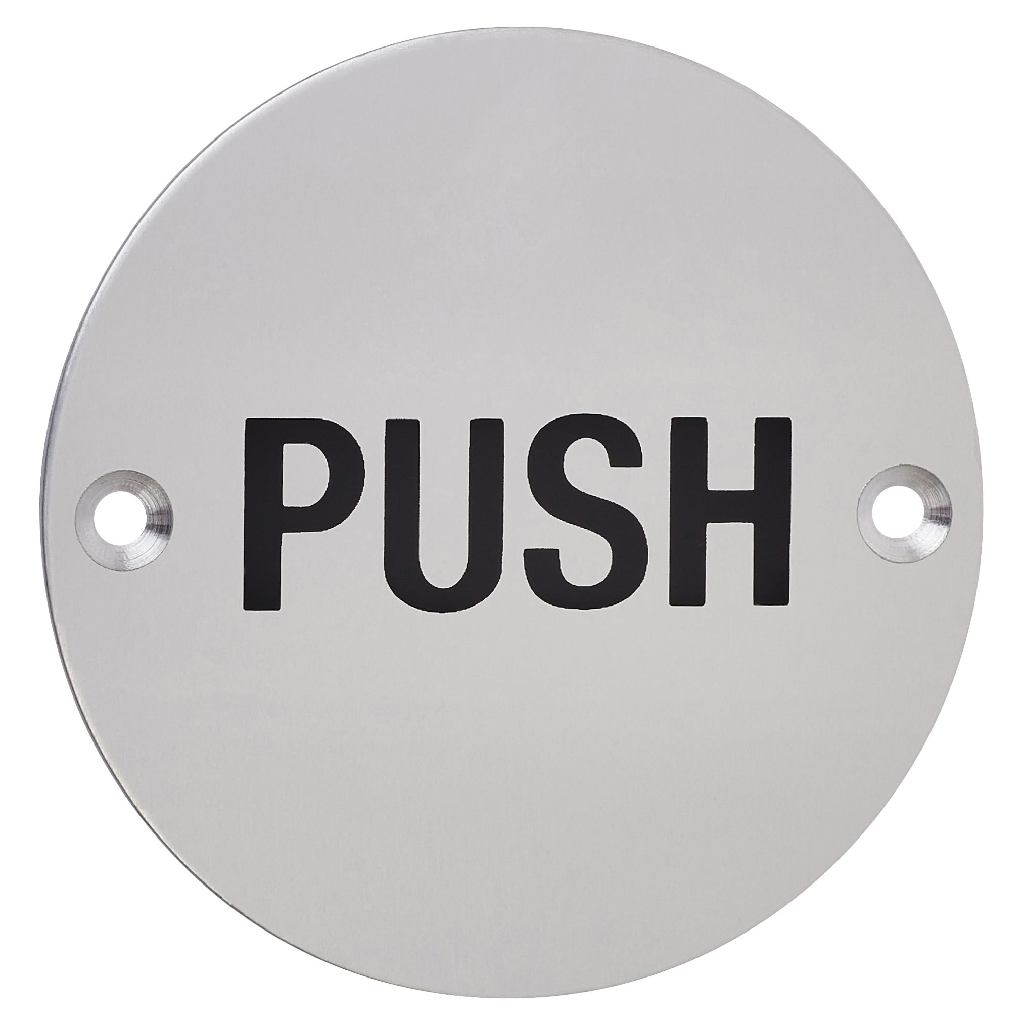 Push Door Sign - 75mm Diameter - Satin Aluminium - view 2