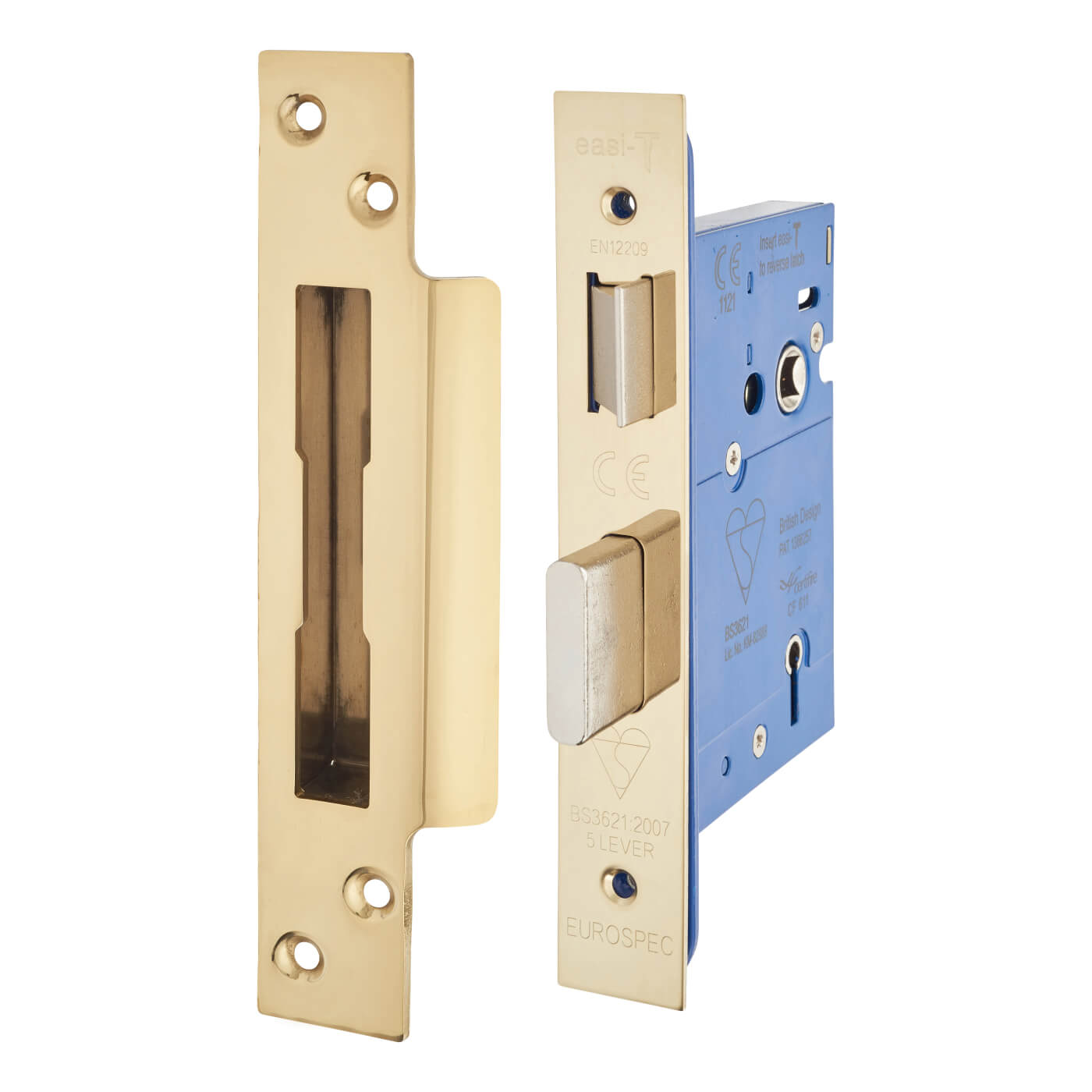 Bolt Through 5 Lever Sashlock - 78mm Case - 57mm Backset - PVD Brass - view 2