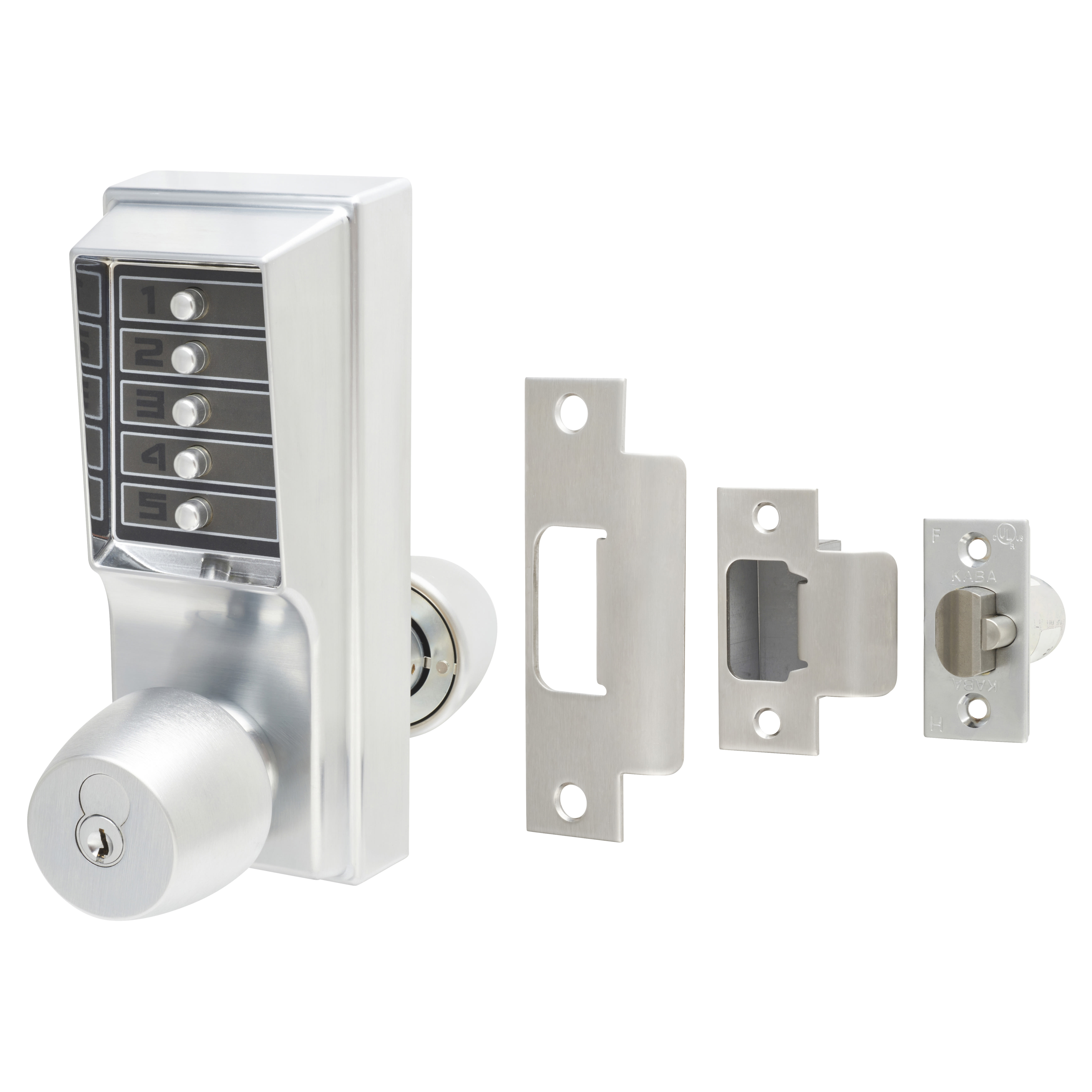 Unican 1000-2 1021 Heavy Duty Push Button Code Lock and Latch & Key Override - Sat Chrome - view 2