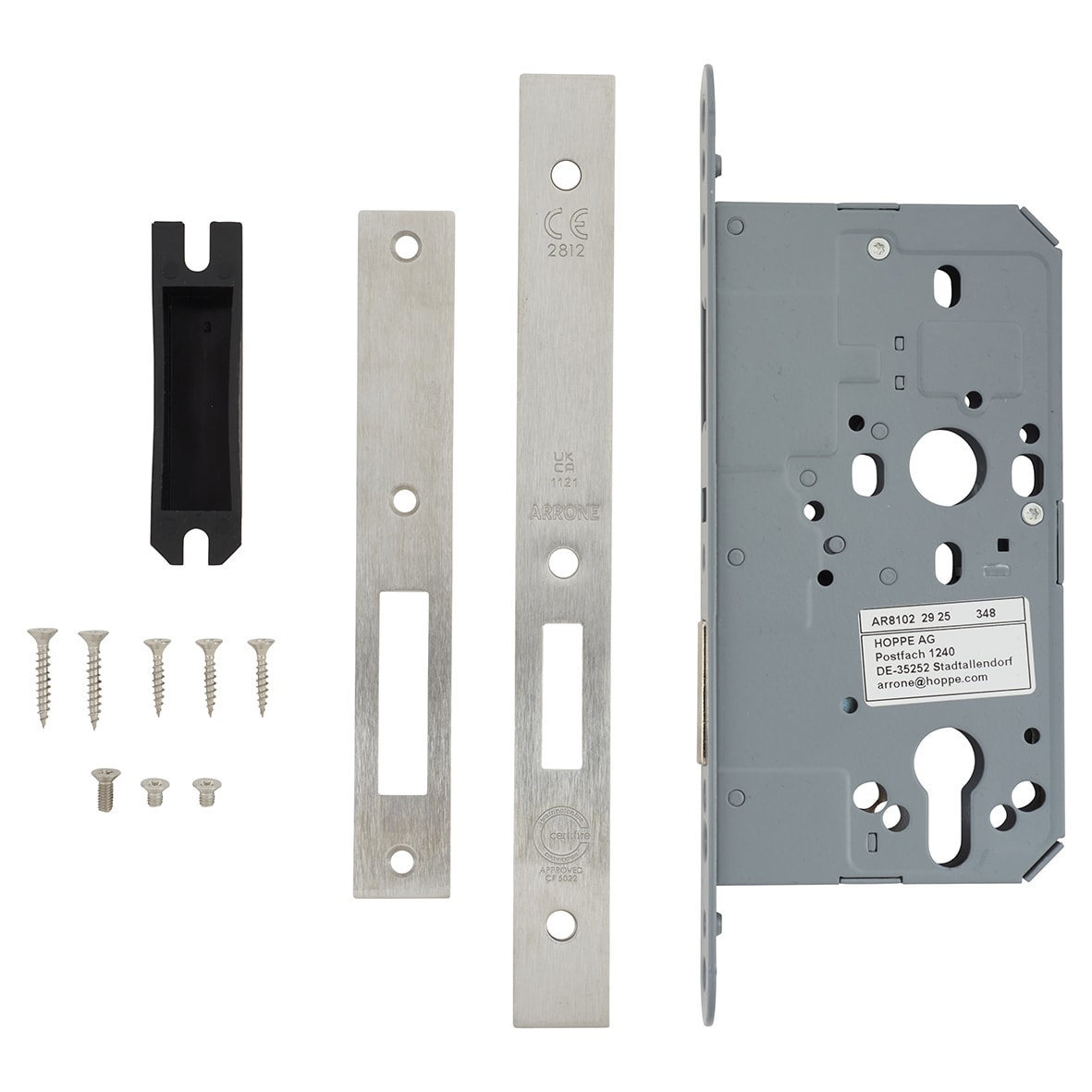 DIN Upright Deadlock - 88mm Case - 60mm Backset - Square - Satin Stainless Steel - view 2