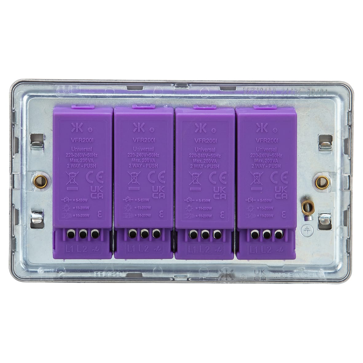 5-150W 4 Gang 2 Way Push On/Off Rotary Flat Intelligent LED Dimmer Switch - Ant Brass - view 3