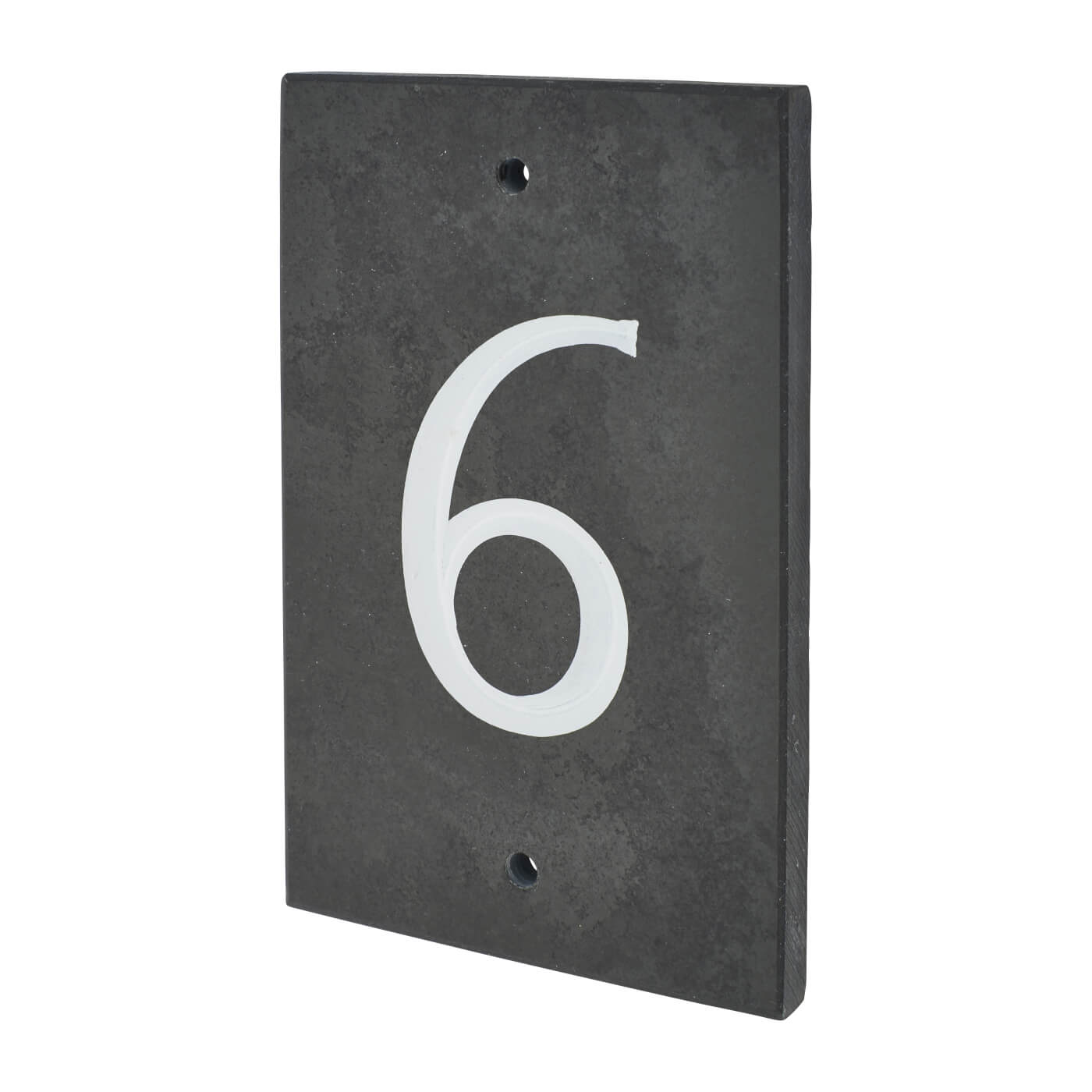 Slate Screw Fix Door Numeral - 6 - 140 x 90mm - Polished Black - view 2