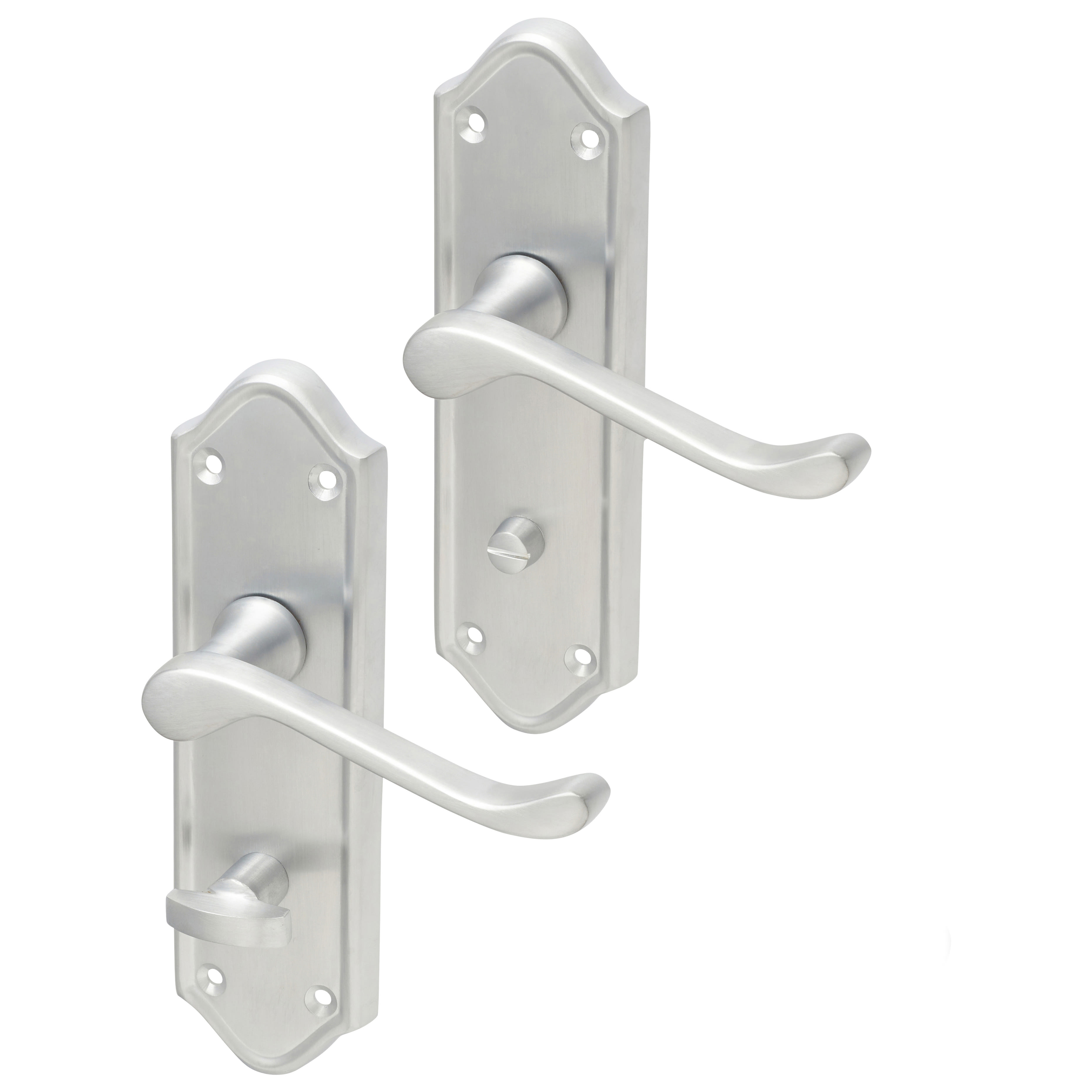 Satin Chrome Scroll Bathroom Door Handles - Ashmead Range - 168 x 46mm - view 2