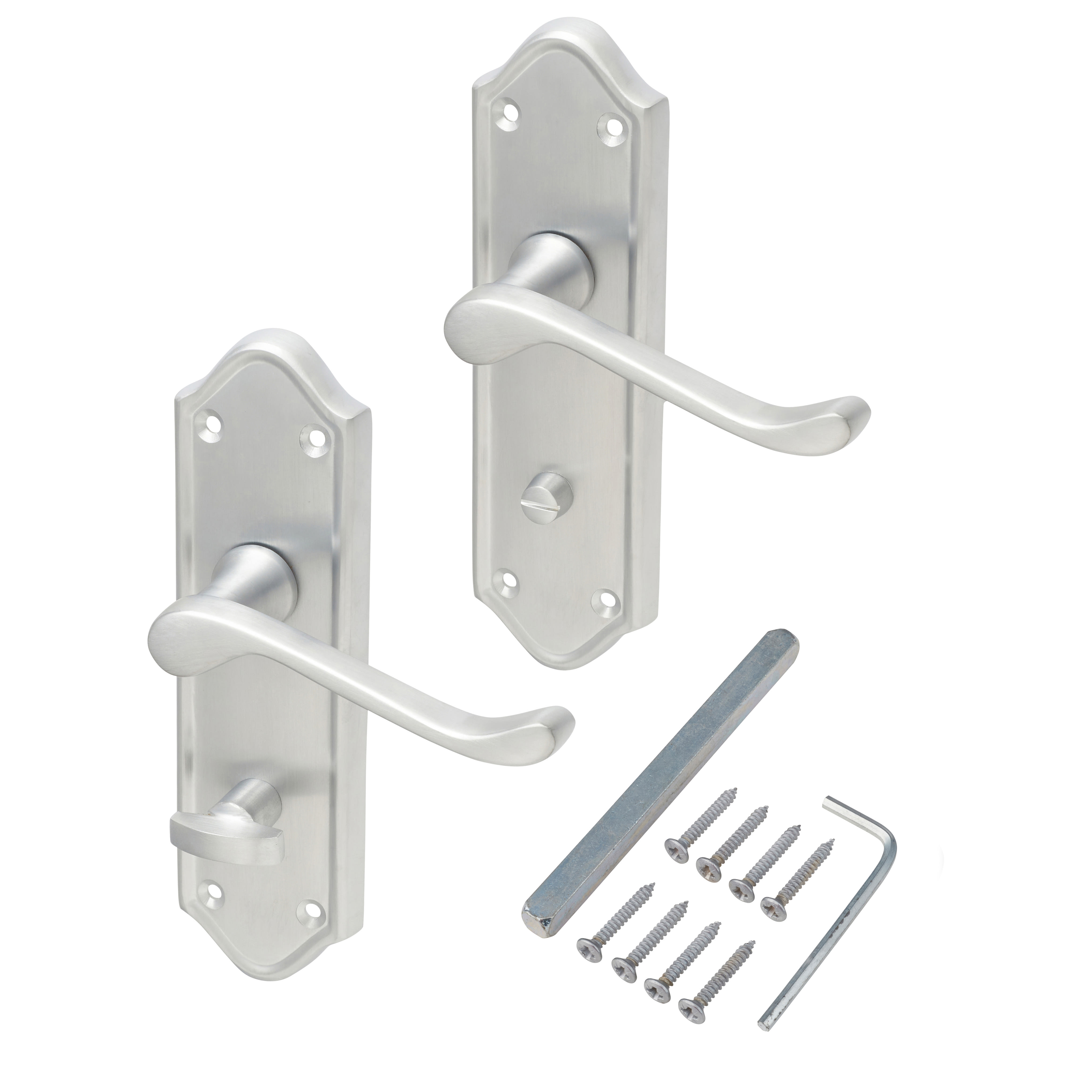 Satin Chrome Scroll Bathroom Door Handles - Ashmead Range - 168 x 46mm - view 3