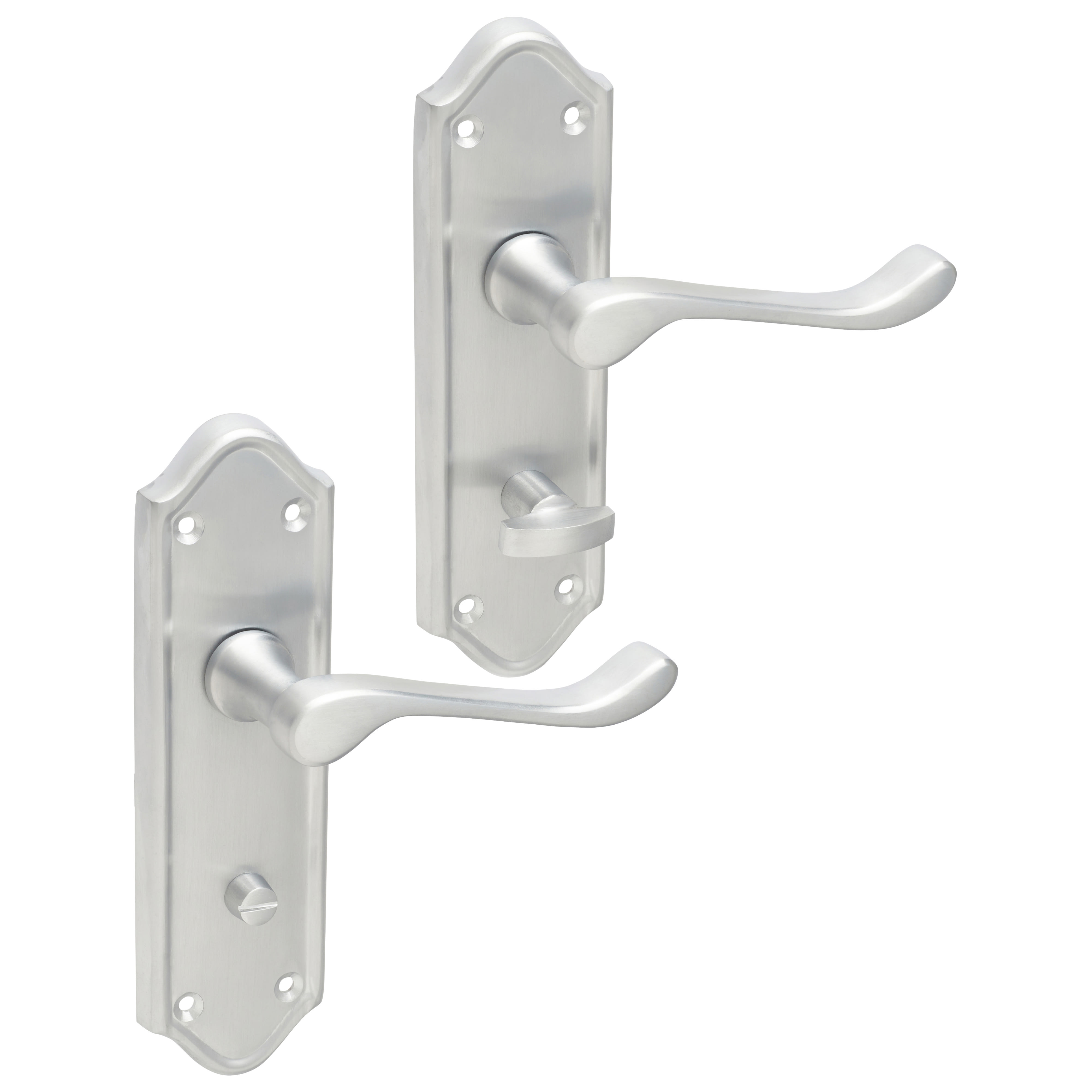Satin Chrome Scroll Bathroom Door Handles - Ashmead Range - 168 x 46mm - view 4