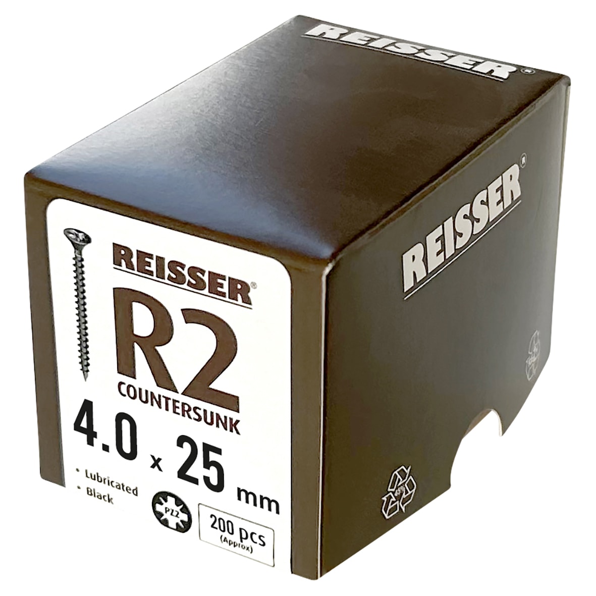 R2 Pozi Countersunk Wood Screws - 4.0 x 25mm - Black Passivated - Pack of 200 - view 2