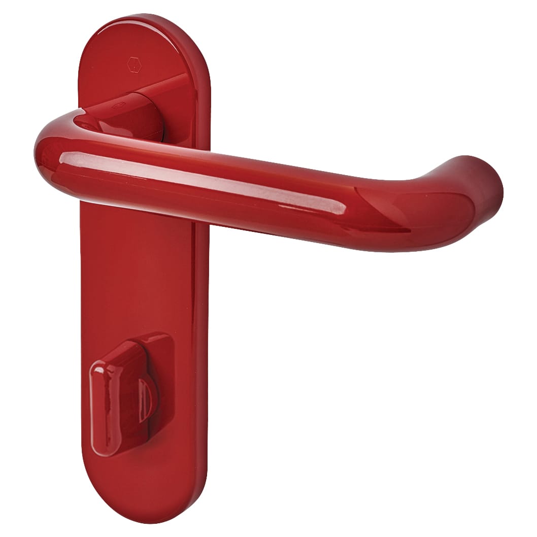 Rouge Red Nylon Steel Core Safety Bathroom Door Handles - 78mm c/c - Paris Range - view 2