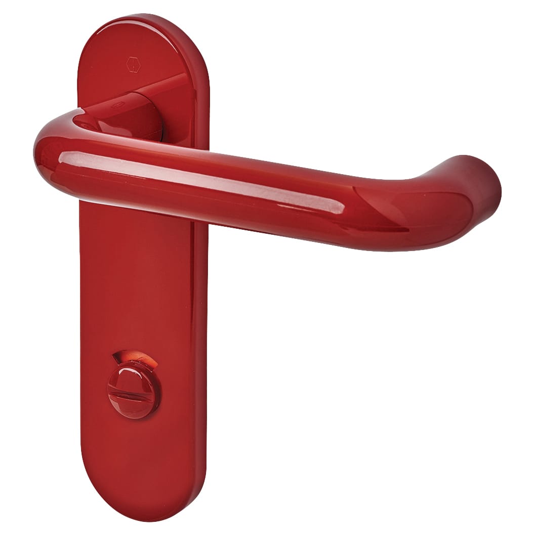 Rouge Red Nylon Steel Core Safety Bathroom Door Handles - 78mm c/c - Paris Range - view 3
