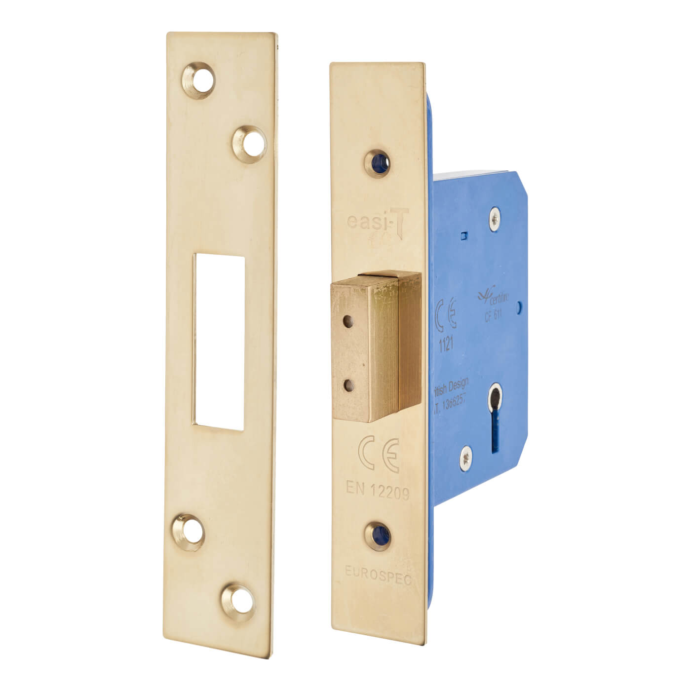 Architectural 5 Lever Deadlock - 65mm Case - 44mm Backset - PVD Brass - view 2