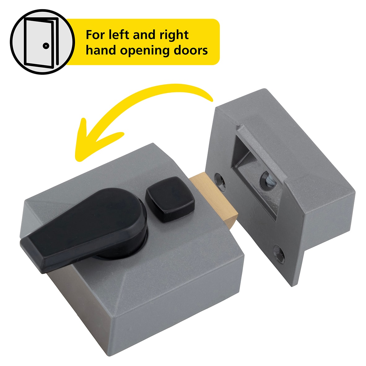 Deadlocking Nightlatch - 40mm Backset - Grey Case/Polished Brass Cylinder - Pack of 5 - view 2
