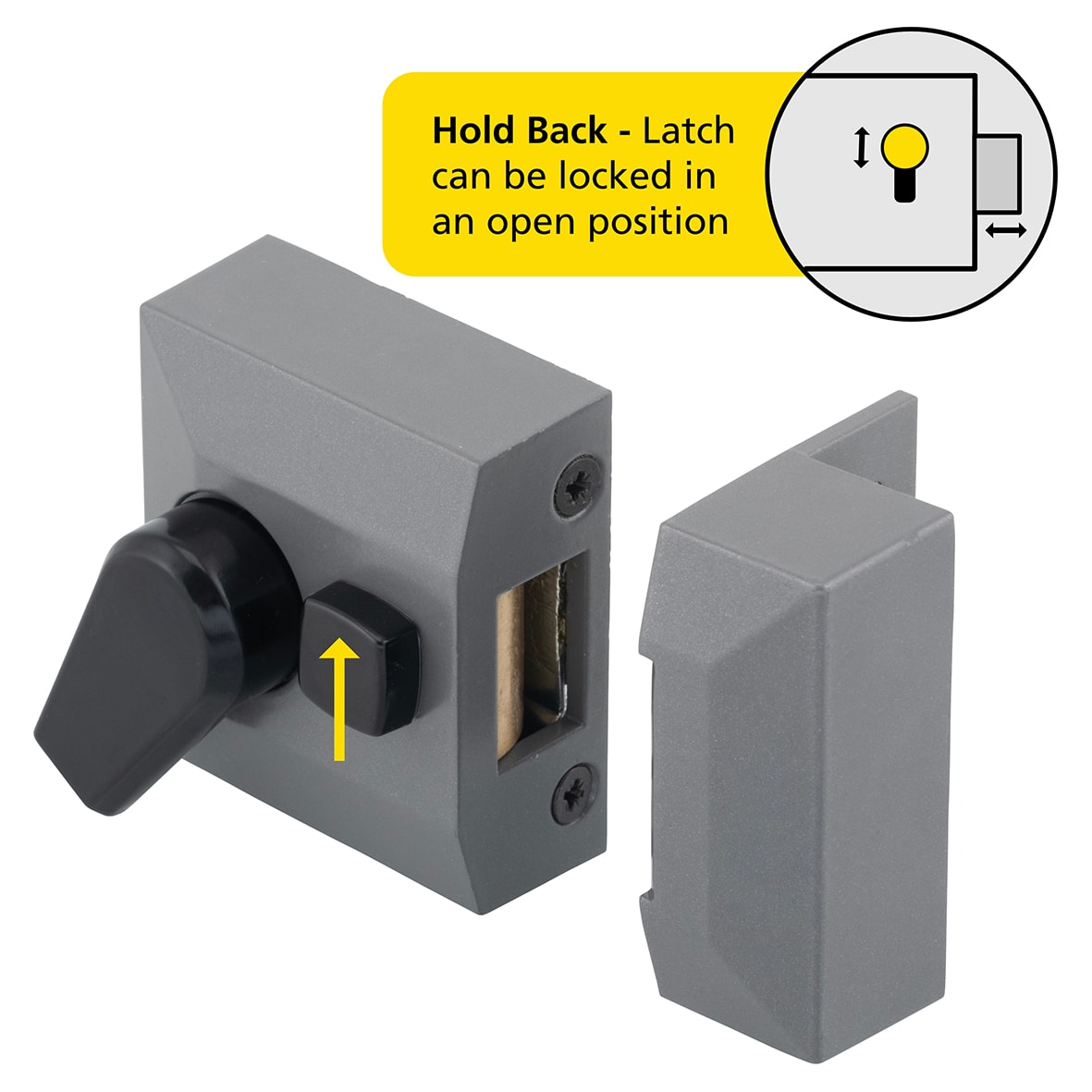 Deadlocking Nightlatch - 40mm Backset - Grey Case/Polished Brass Cylinder - Pack of 5 - view 5