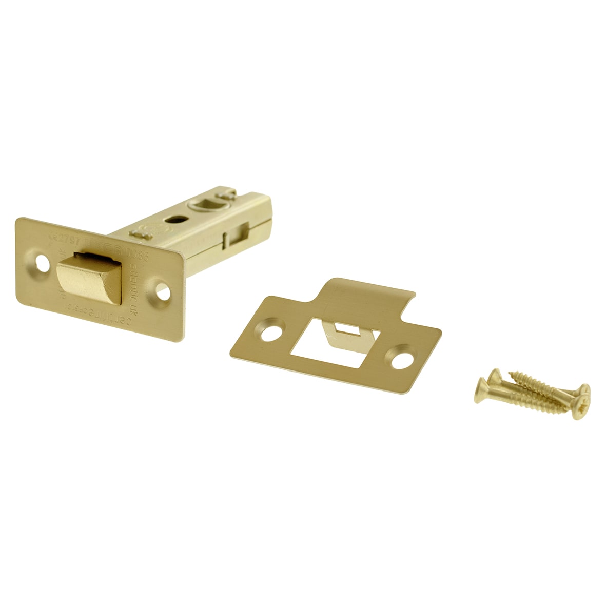 Fire-Rated Tubular Latch - 78mm Case - 57mm Backset - Square - Satin Brass - view 3
