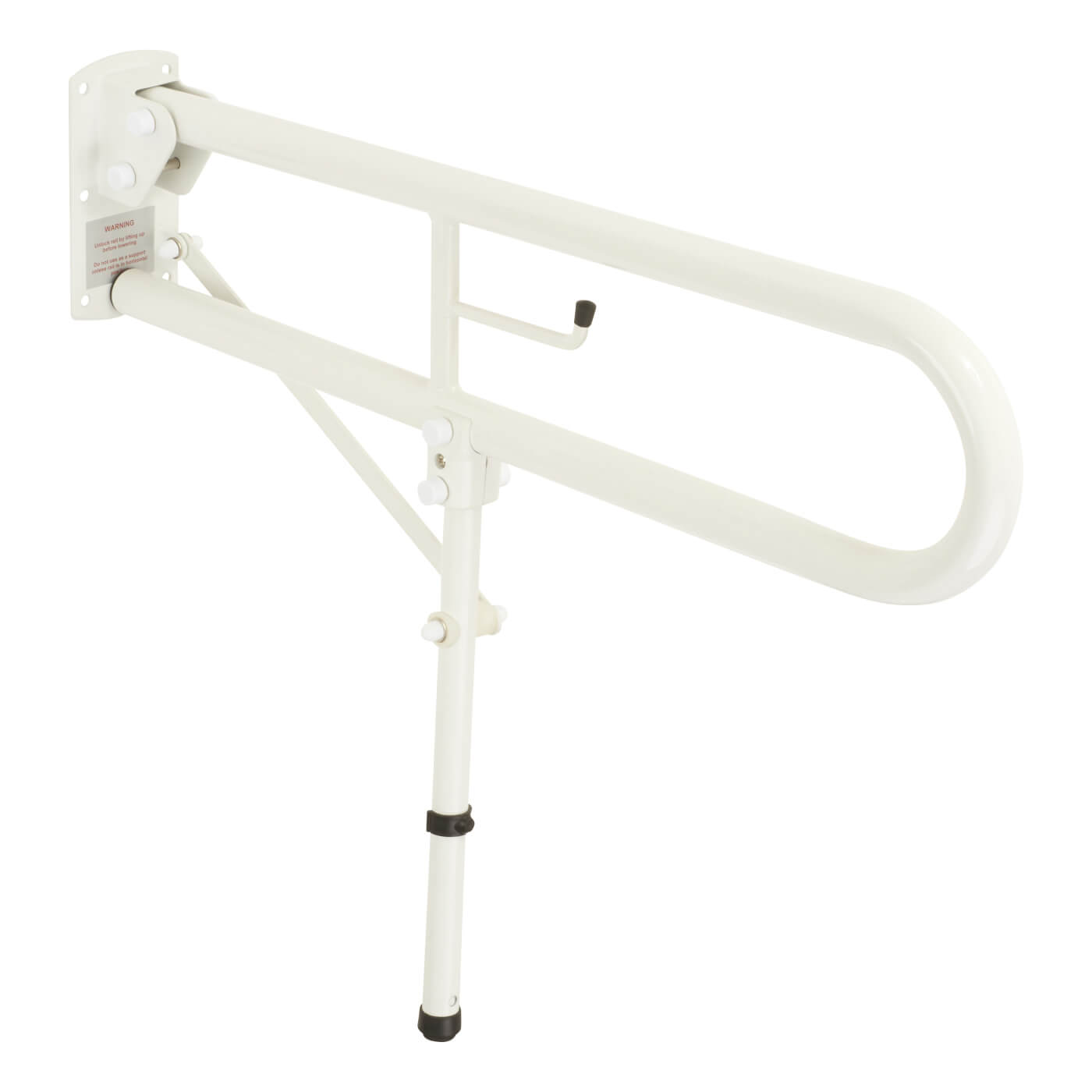 Hinged Support Grab Rail With Leg - 800 x 200mm - White - view 2