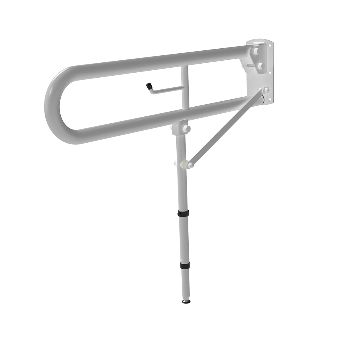 Hinged Support Grab Rail With Leg - 800 x 200mm - White - view 3