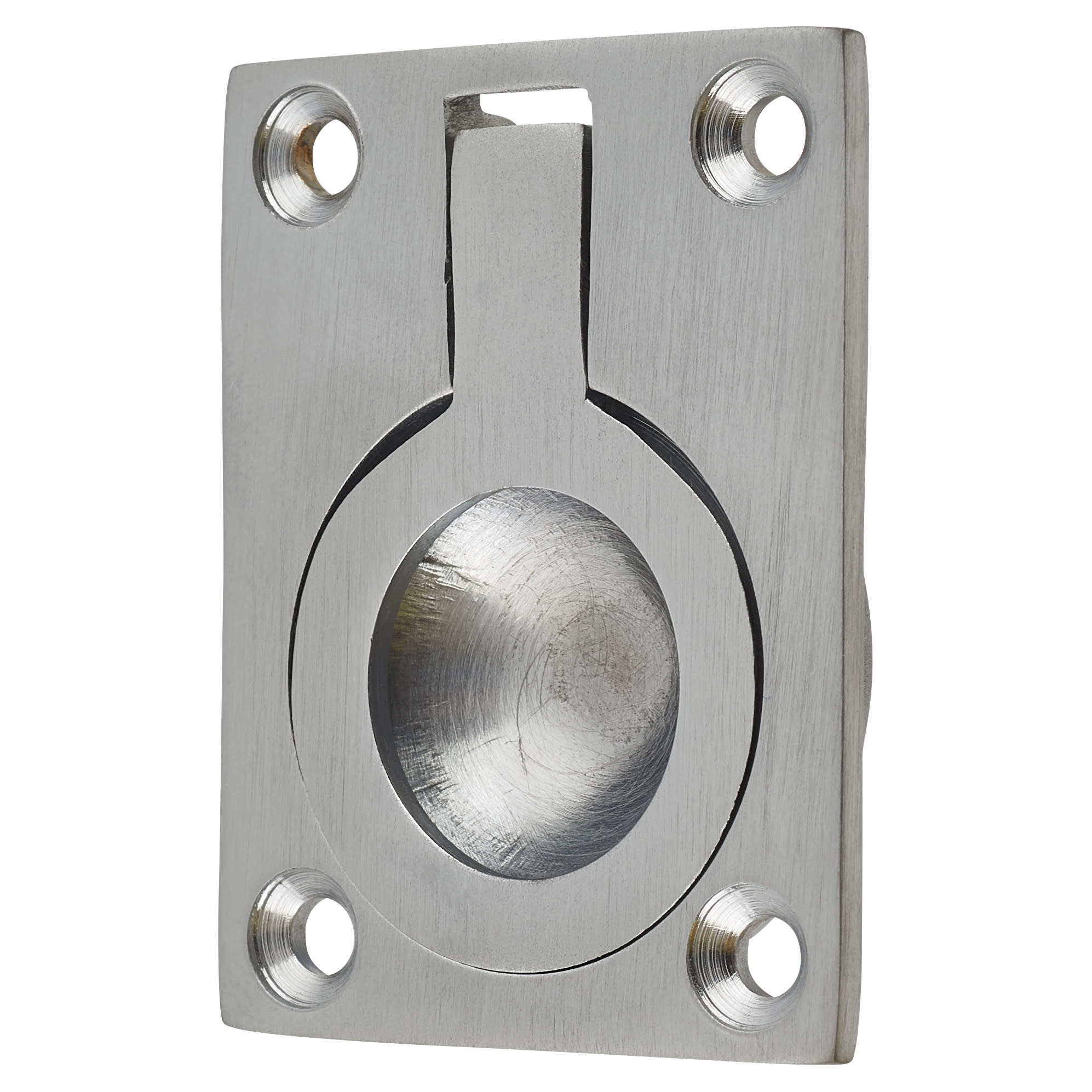 Rectangular Flush Ring Cabinet Pull Handle - 50 x 38mm - Satin Chrome - view 2