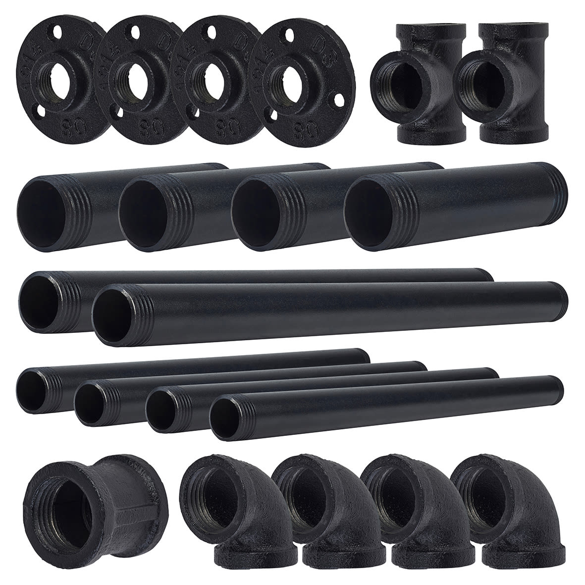 1/2" Pipe Wardrobe Rail Kit - Black - view 3