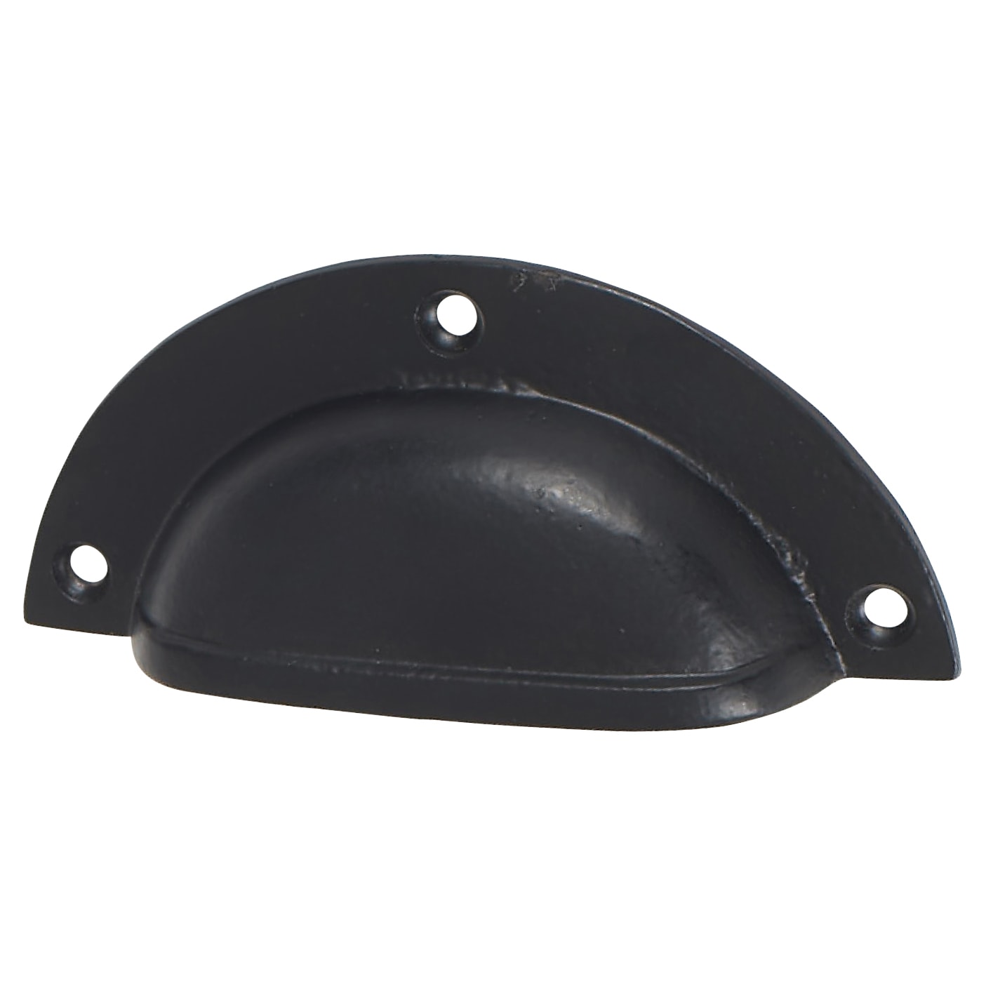 Vintage Lipped Cabinet Cup Handle - 86mm Centres - Black Iron - view 2