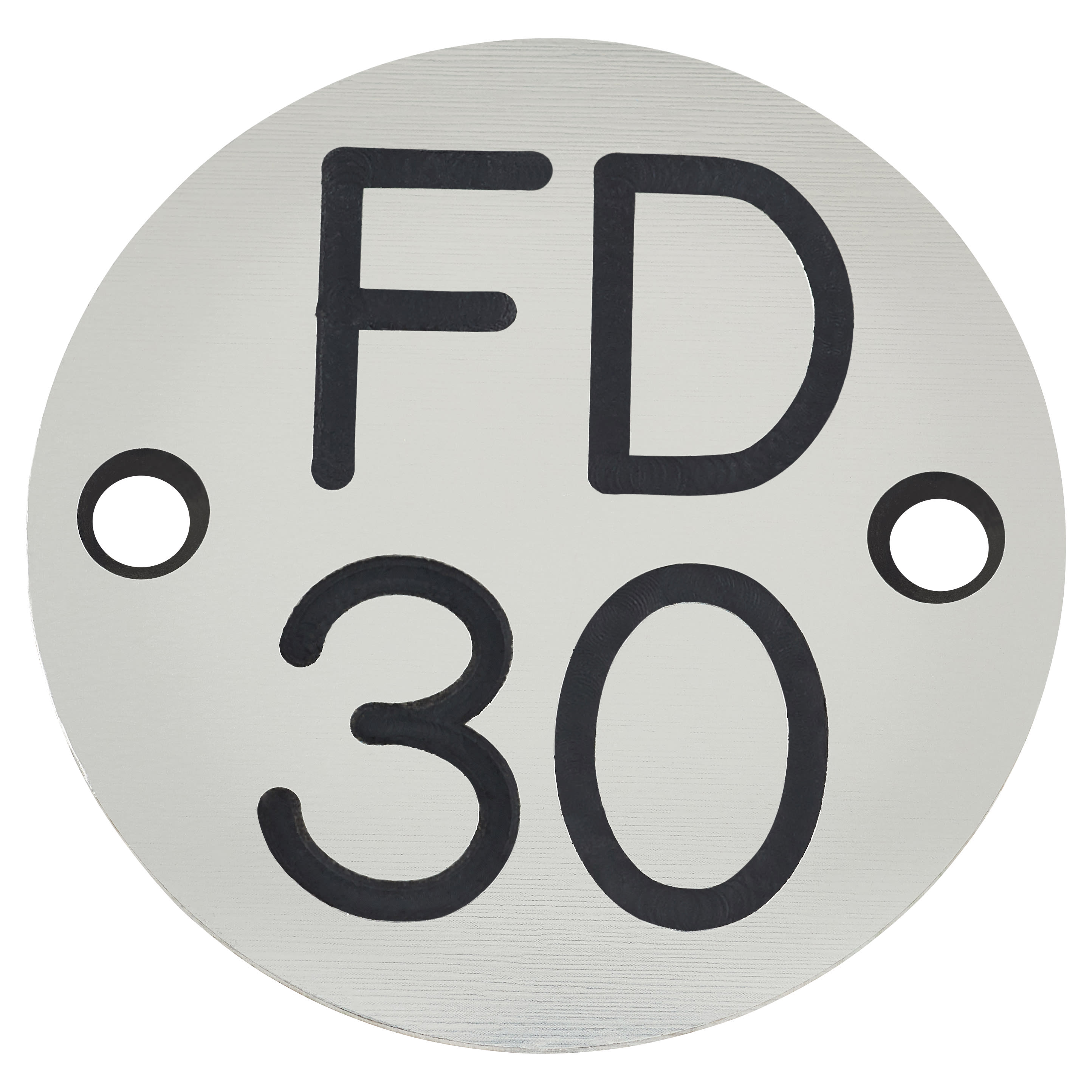 Fire Door Sign - Drilled - 50mm Diameter - Rigid Plastic - Silver - view 2