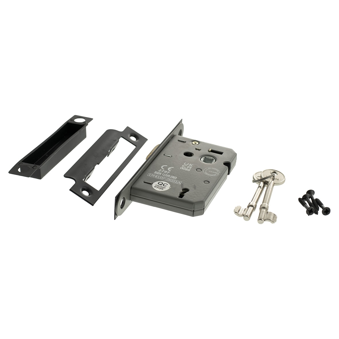 Bolt Through 3 Lever Sashlock - 65mm Case - 44mm Backset - Matt Black - view 4
