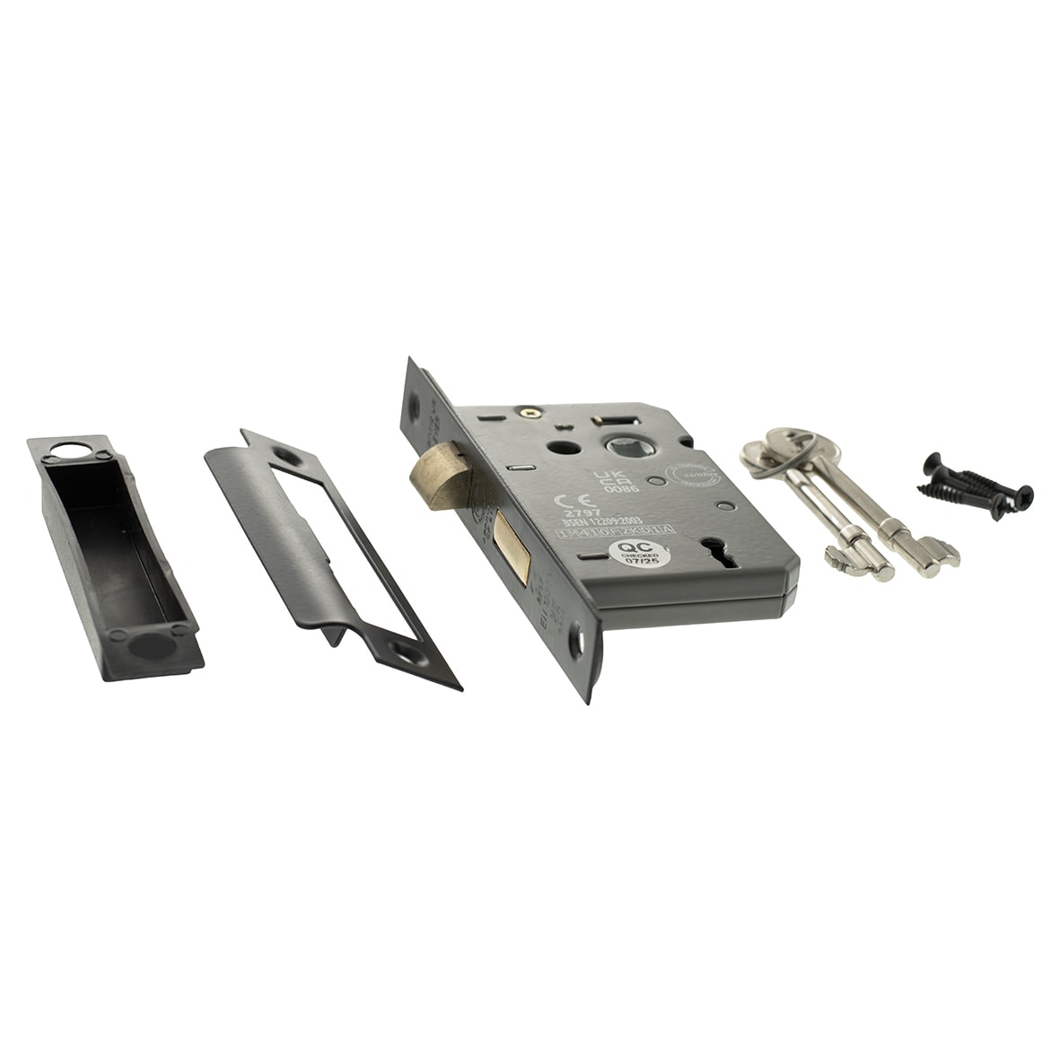 Bolt Through 3 Lever Sashlock - 65mm Case - 44mm Backset - Matt Black - view 5
