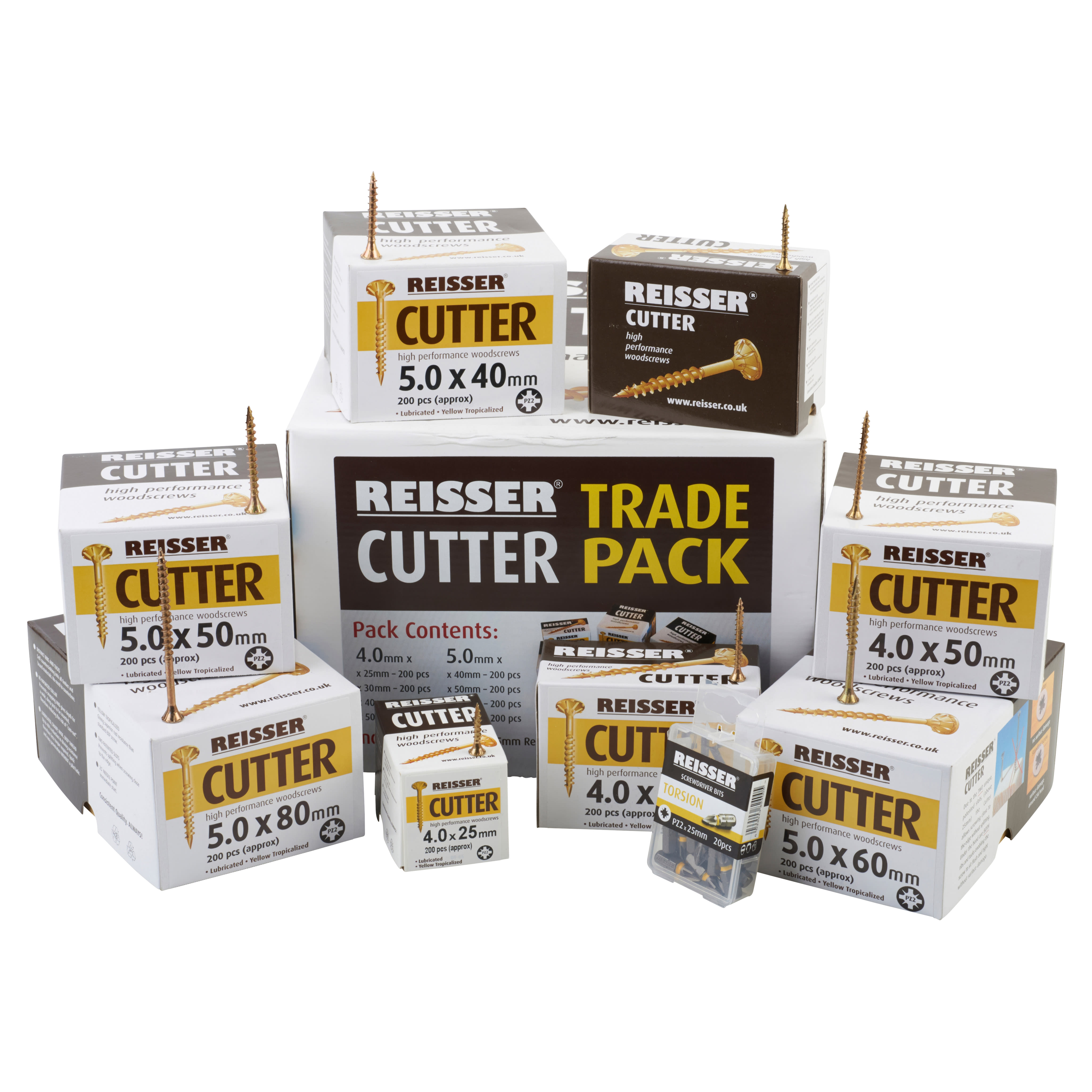Cutter Pozi Countersunk Wood Screws Trade Pack - Yellow Zinc - Pack of 1600 - view 3