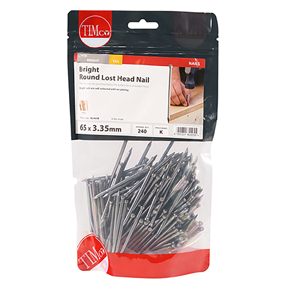 Bright Round Lost Head Nail - 3.35 x 65mm - 1kg Pack - view 2