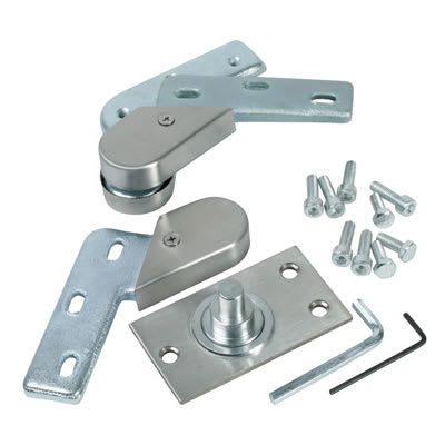 Top & Bottom Pivot Set - 100 x 28mm - Satin Stainless Steel - view 2