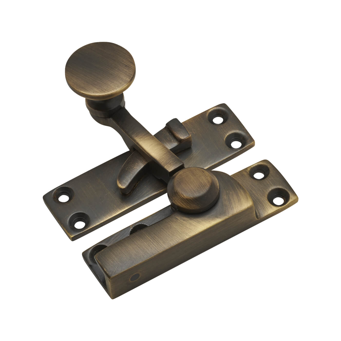 Quadrant Arm Sash Window Fastener - 72 x 21mm - Antique Brass - view 2