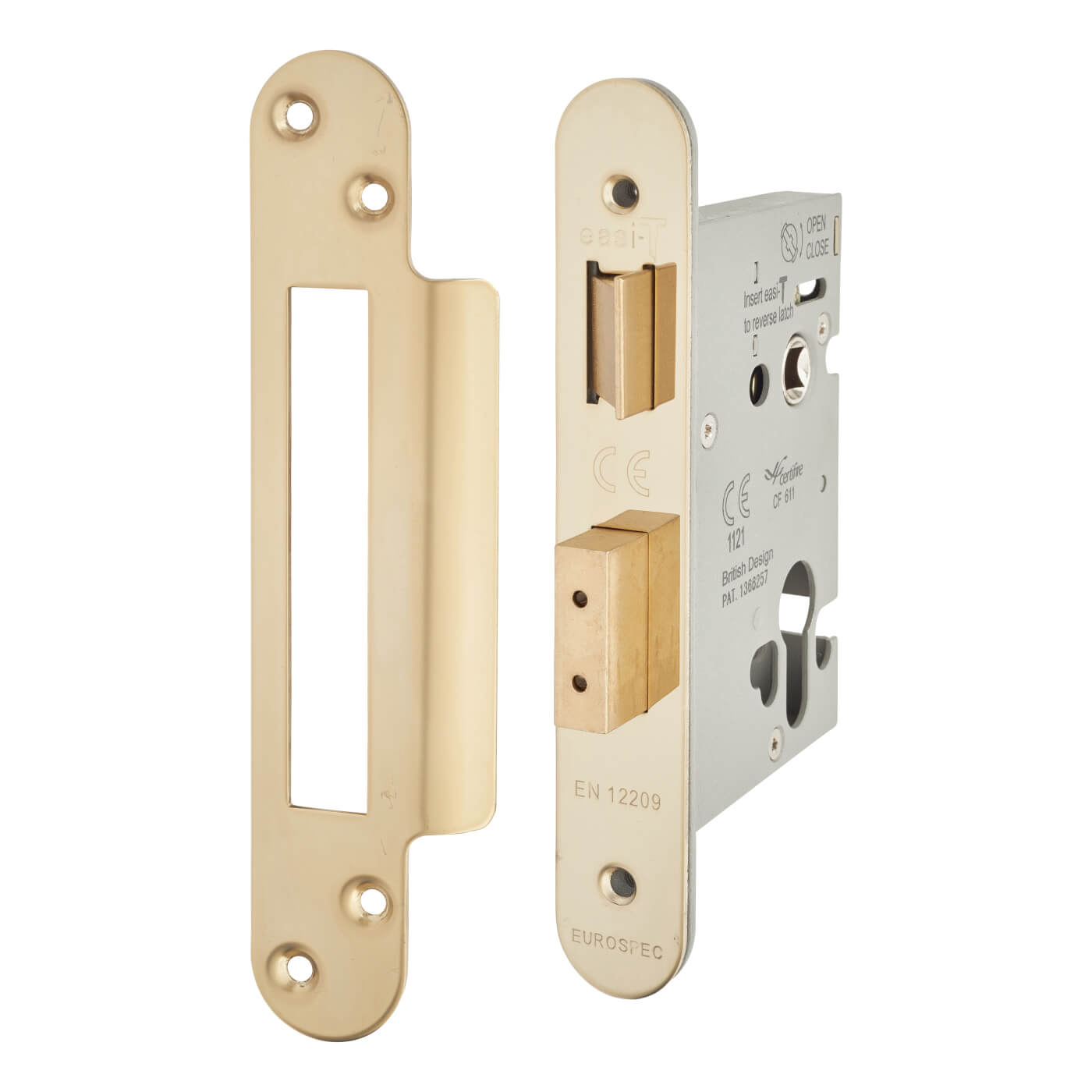 Architectural Bolt Through Euro Profile Sashlock - 78mm Case - 57mm Backset - Radius - PVD Brass - view 2