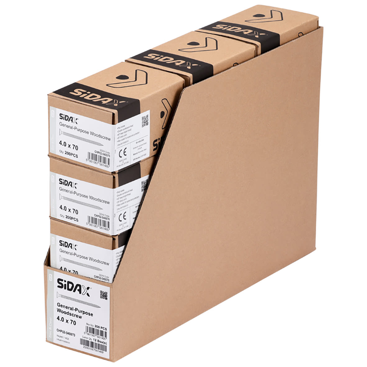 General Purpose Pozi Countersunk Chipboard Wood Screws - 4.0 x 70mm - Zinc Plated - Pk of 200 - view 3