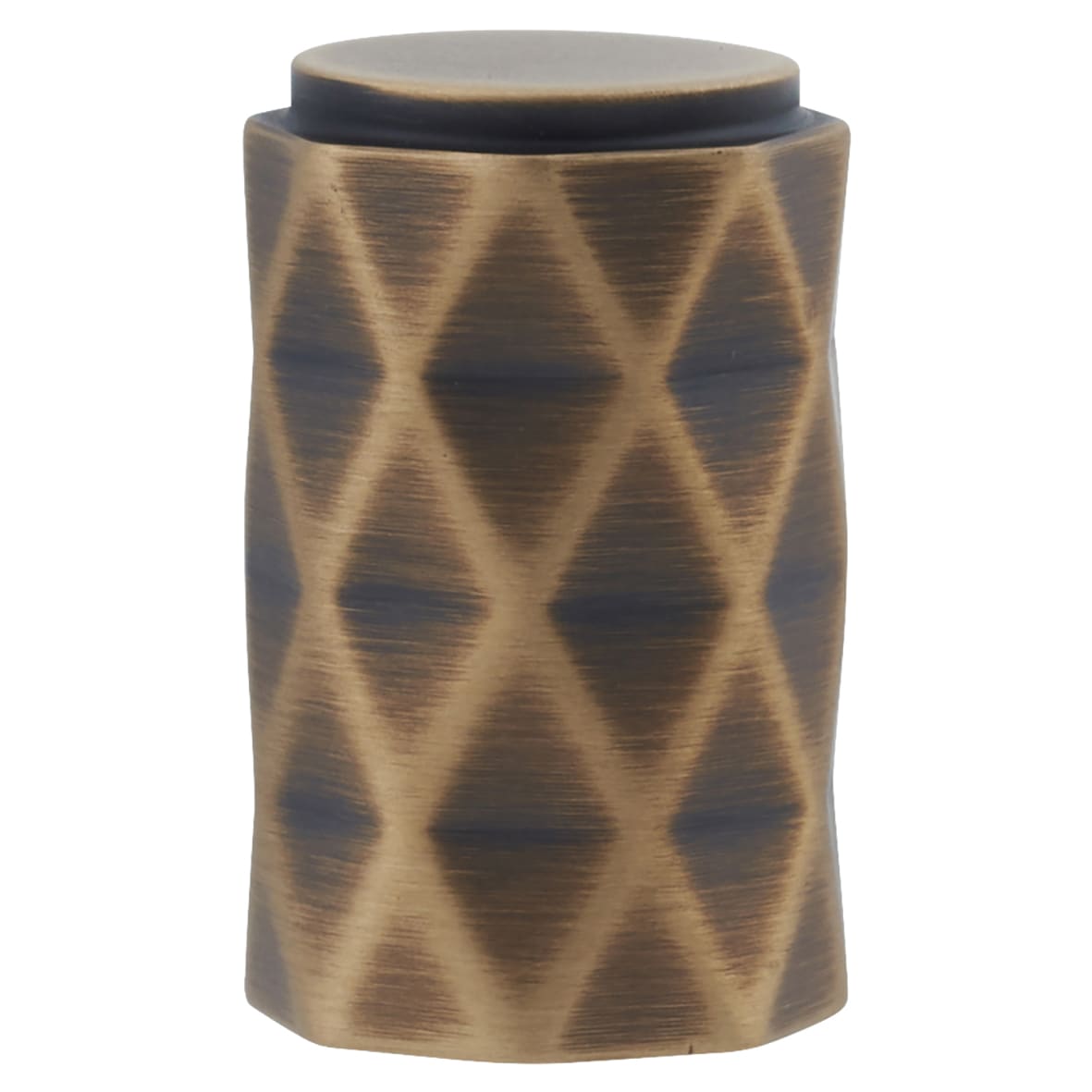 Diamond Cut Cylinder Cabinet Knob - 20mm Diameter - Antique Brass - view 2