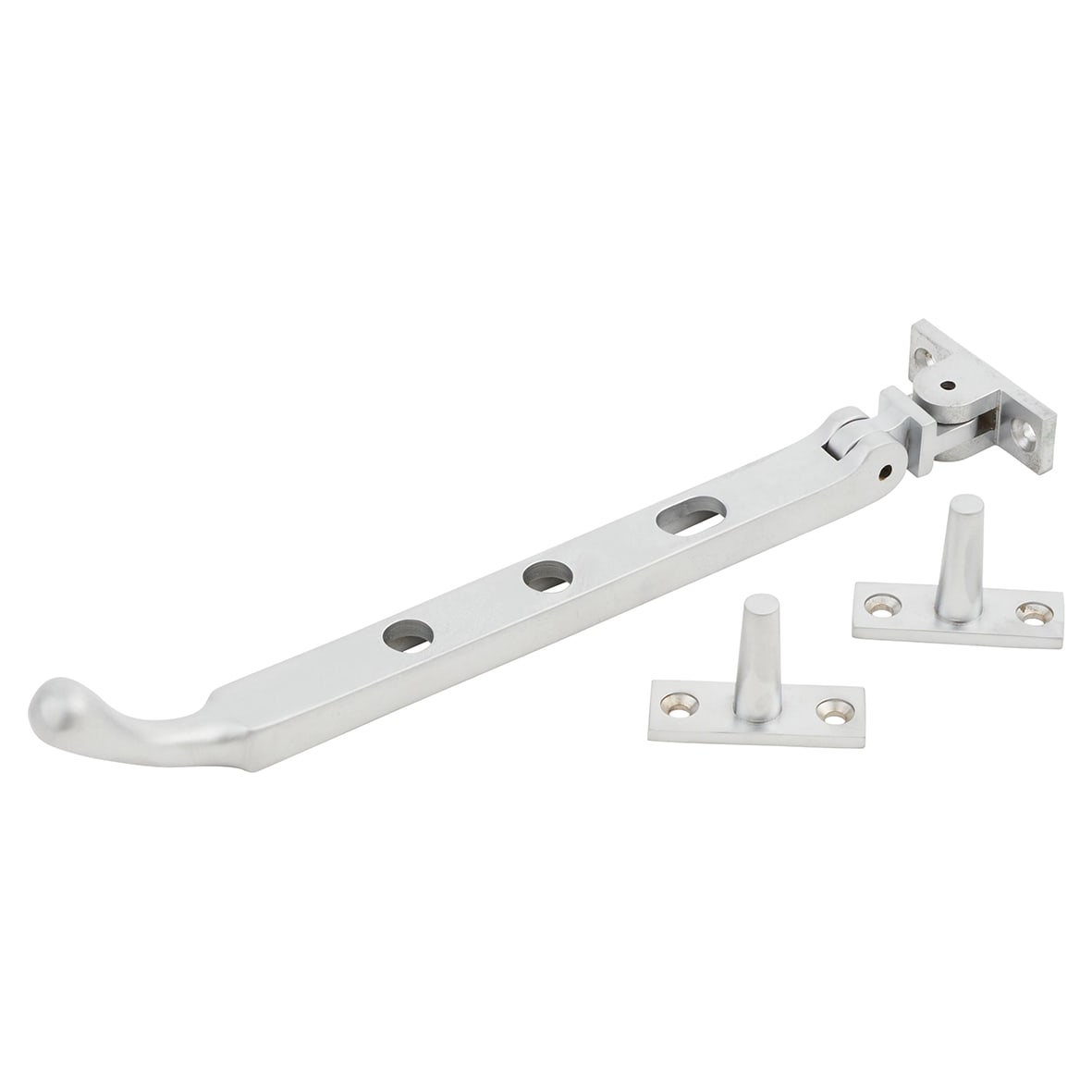 Bulb End Casement Window Stay - 8"/200mm Length - Soft Satin Chrome - view 3