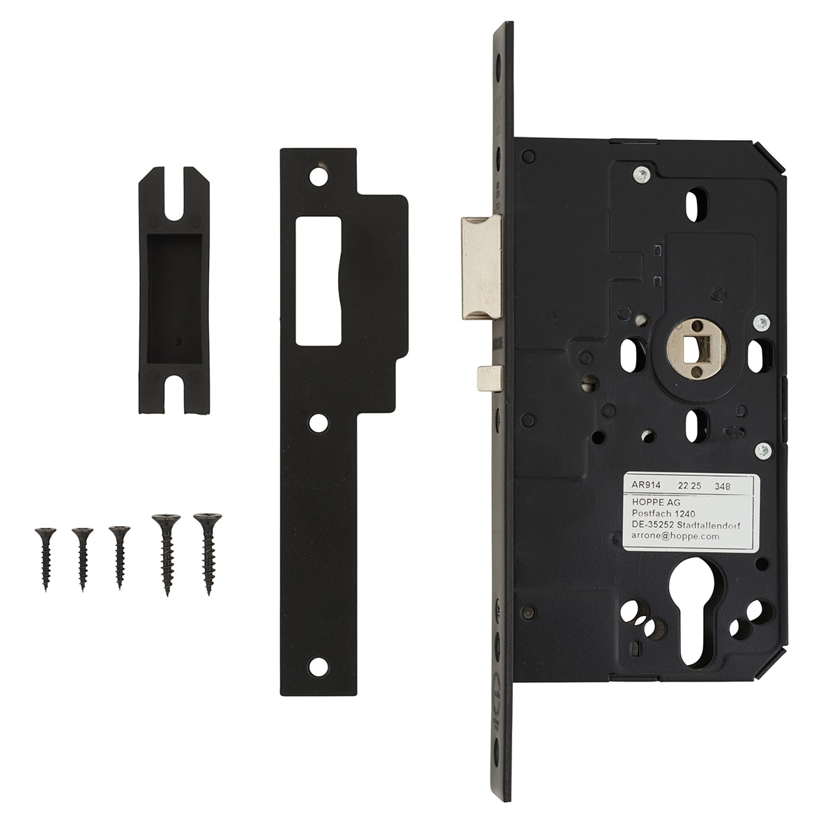 DIN Mortice Nightlatch - 88mm Case - 60mm Backset - Square - Matt Black - view 2