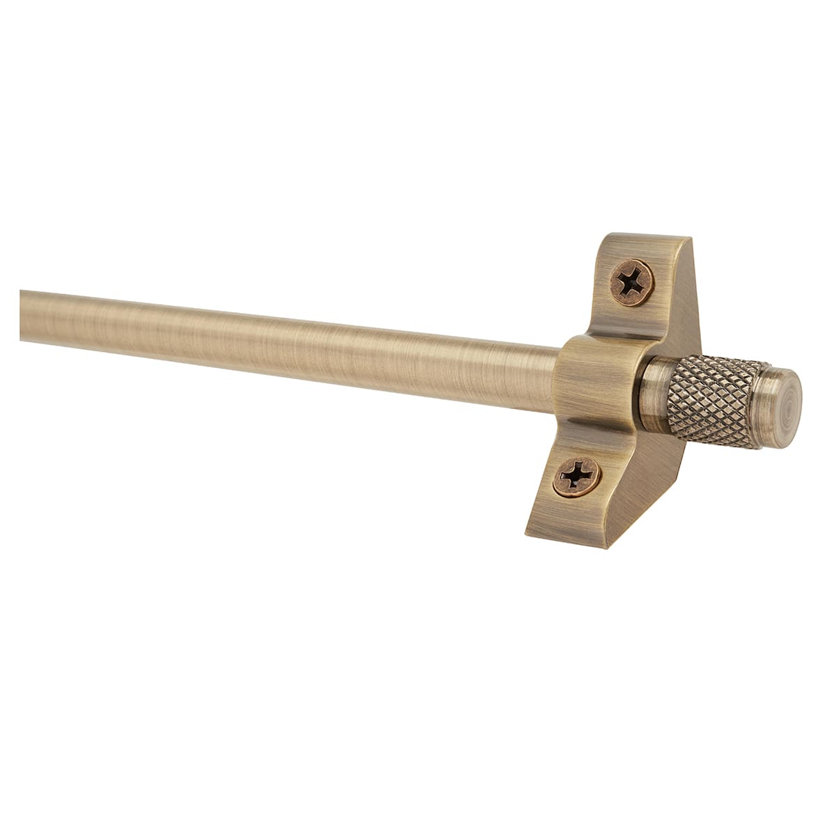 Stair Rod with Knurled Finials - 900mm Length - Antique Brass - view 2