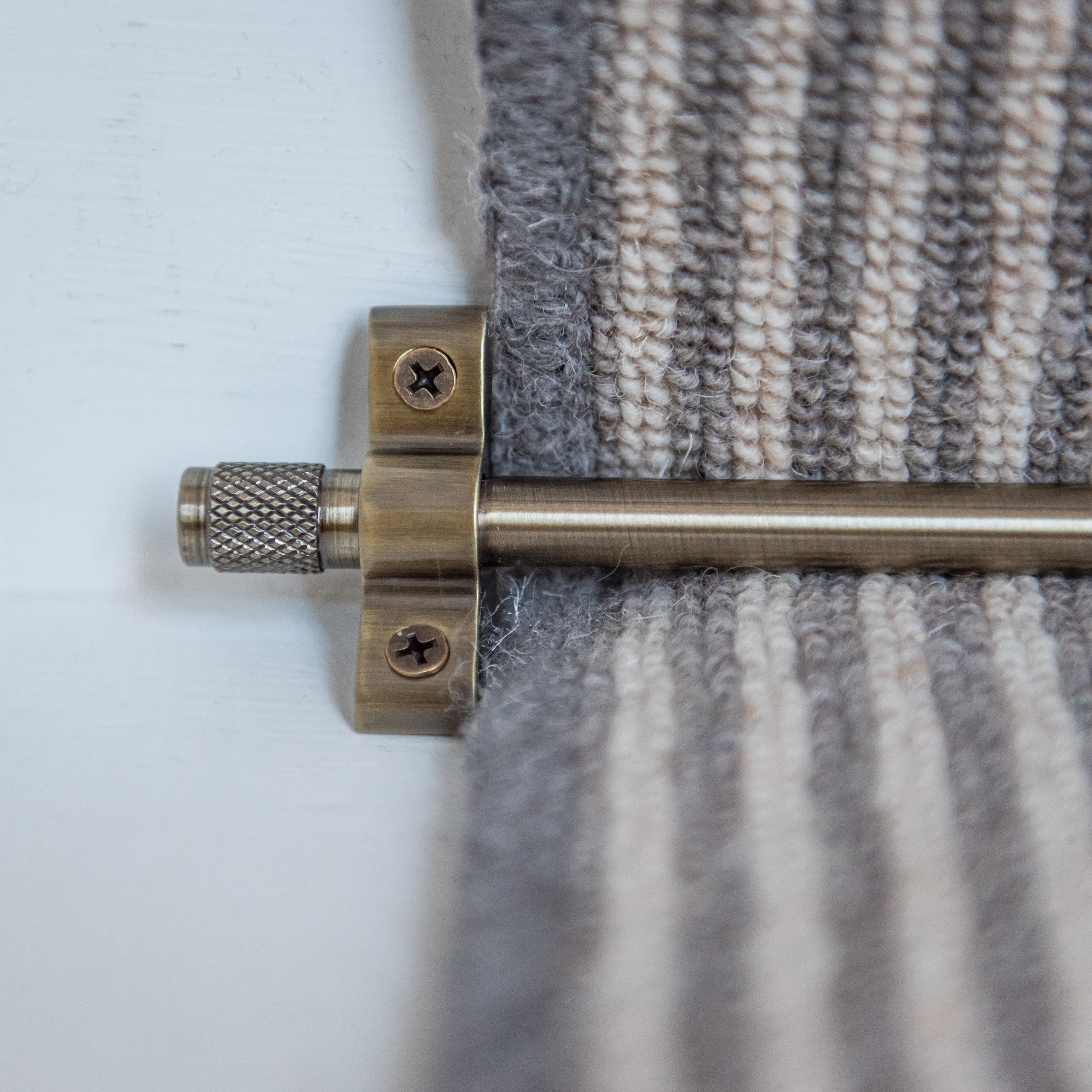 Stair Rod with Knurled Finials - 900mm Length - Antique Brass - view 5
