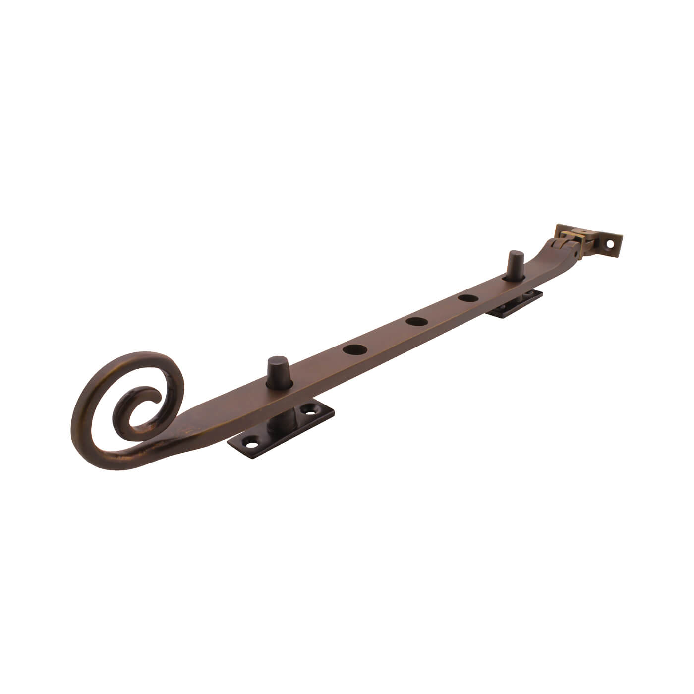 Open Curl Casement Window Stay - 12"/300mm Length - Soft Antique Bronze - view 2