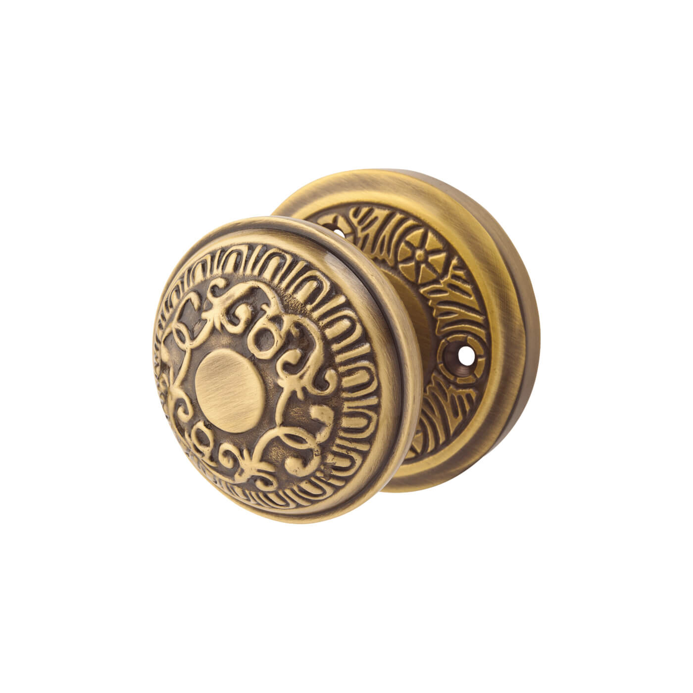 Marcus Antique Brass Aydon Mortice Door Knob - 69mm Rose Diameter - view 2