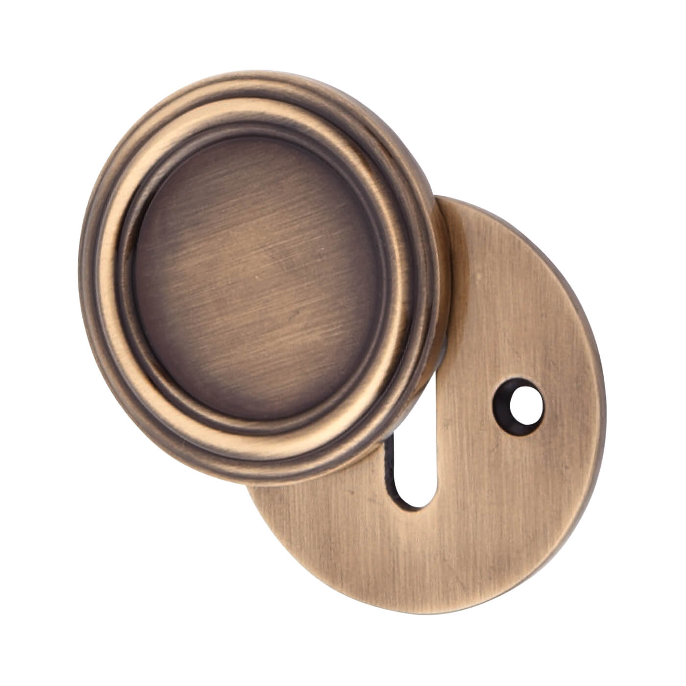 Covered Escutcheon - 42mm Diameter - Keyhole - Antique Brass - view 3