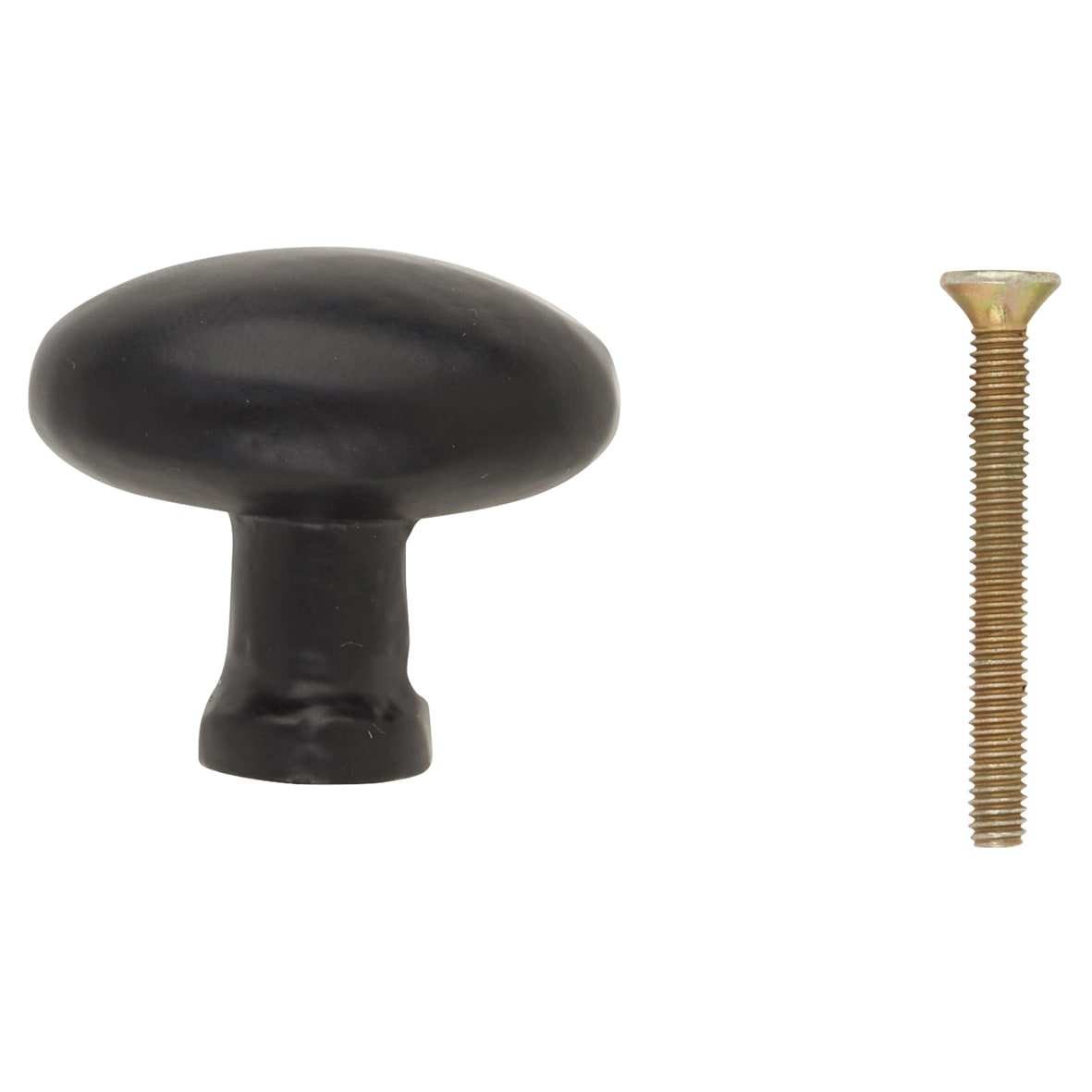 Solid Oval Cabinet Knob - 35 x 30mm - Black Iron - view 6