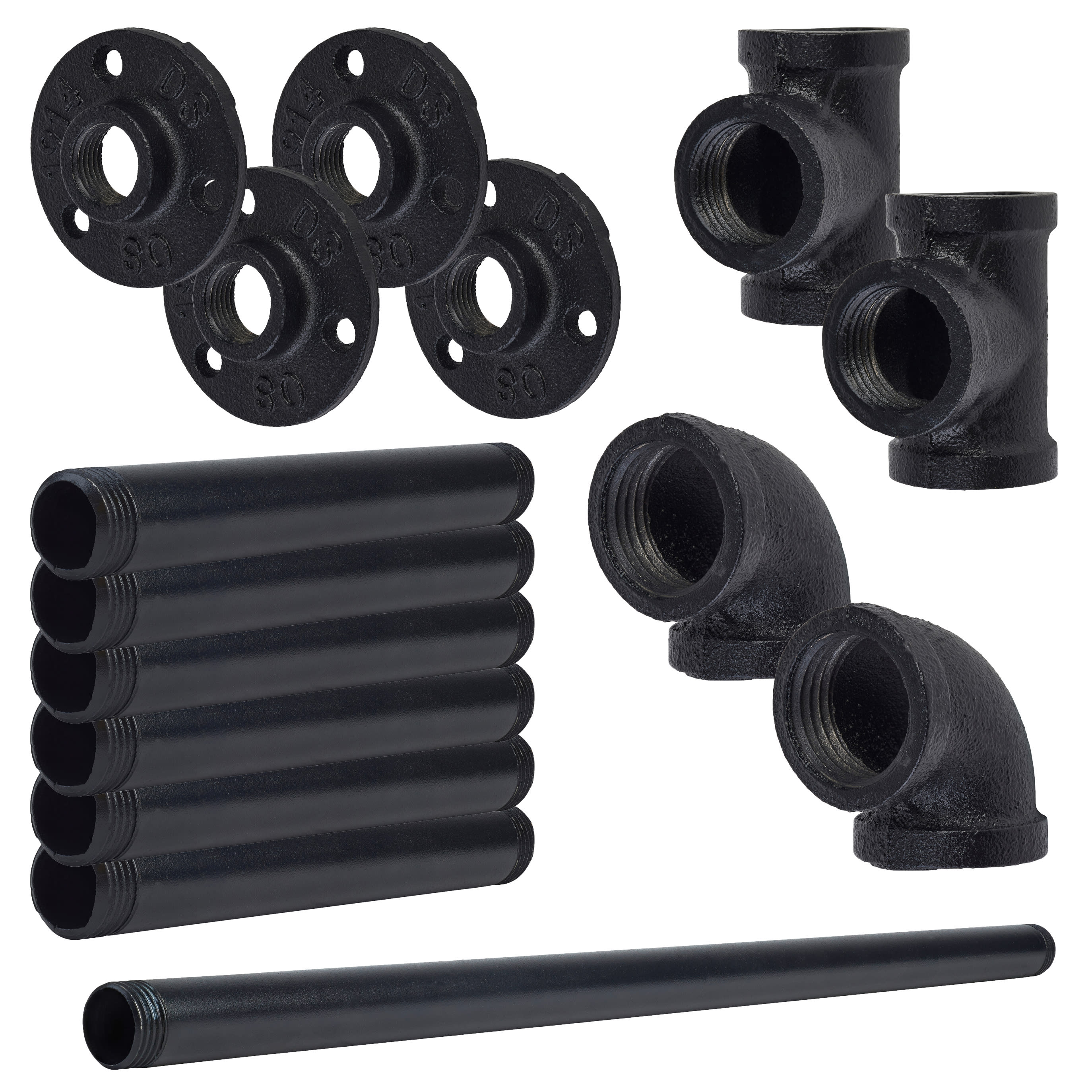 3/4" Pipe Shelf Kit with Forwards Facing Hanging Rail - Black - view 2