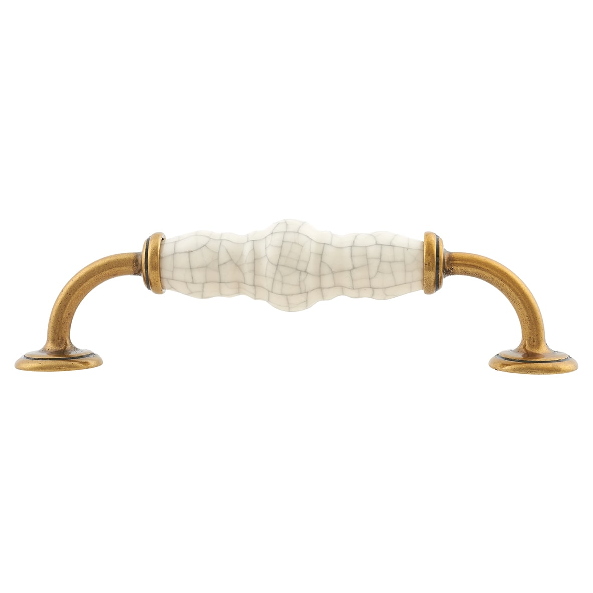 24mm Porcelain Crackle D-Bar Cabinet Pull Handle - 128mm Centres - Antique Brass - view 4