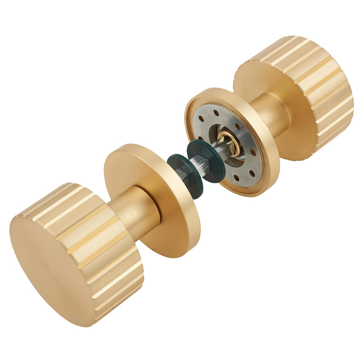 Satin Brass Mortice Door Knob - 60mm Rose Diameter - Cog Range - view 4
