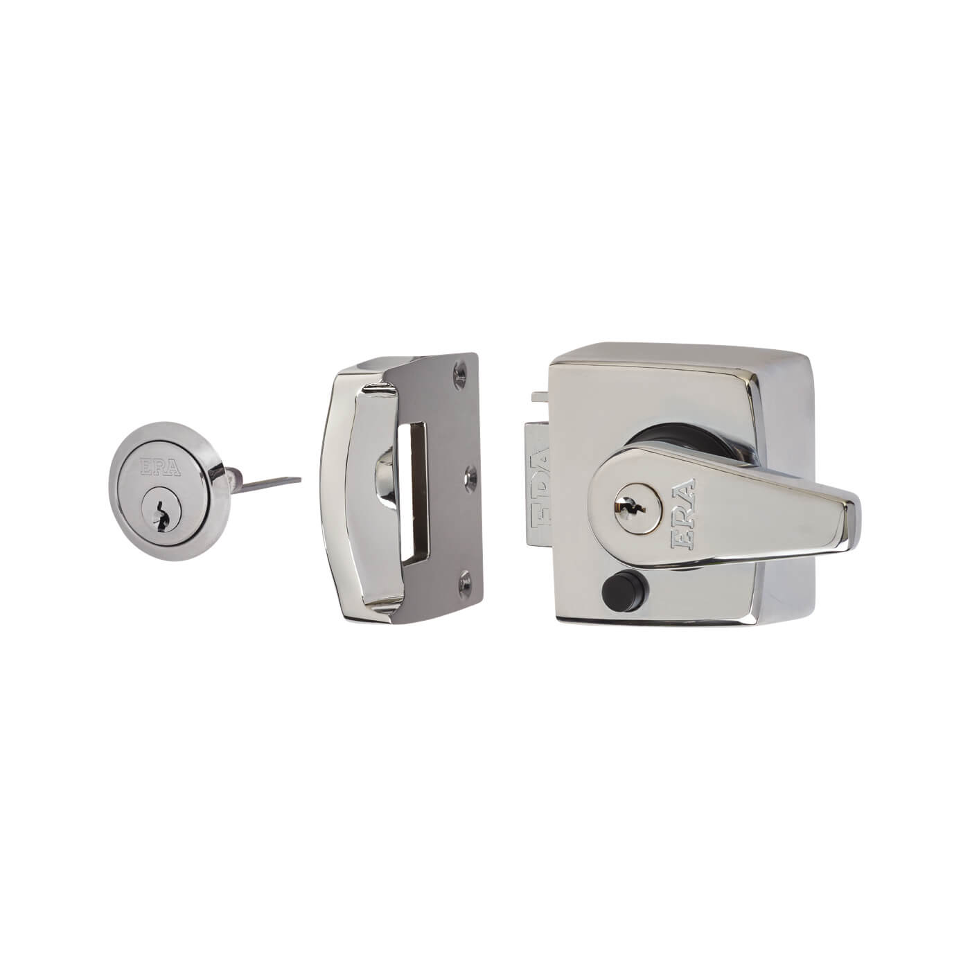 Double Locking Nightlatch - 40mm Backset - Polished Chrome Case/Cylinder - view 2