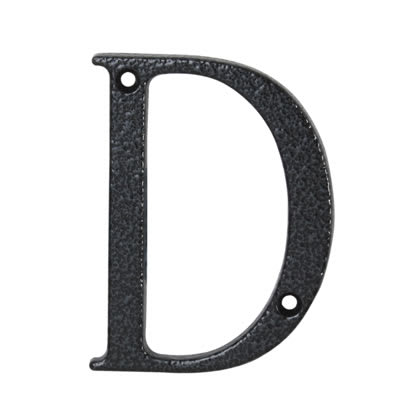 76mm Screw Fix Door Letter - D - Antique Black Iron - view 2