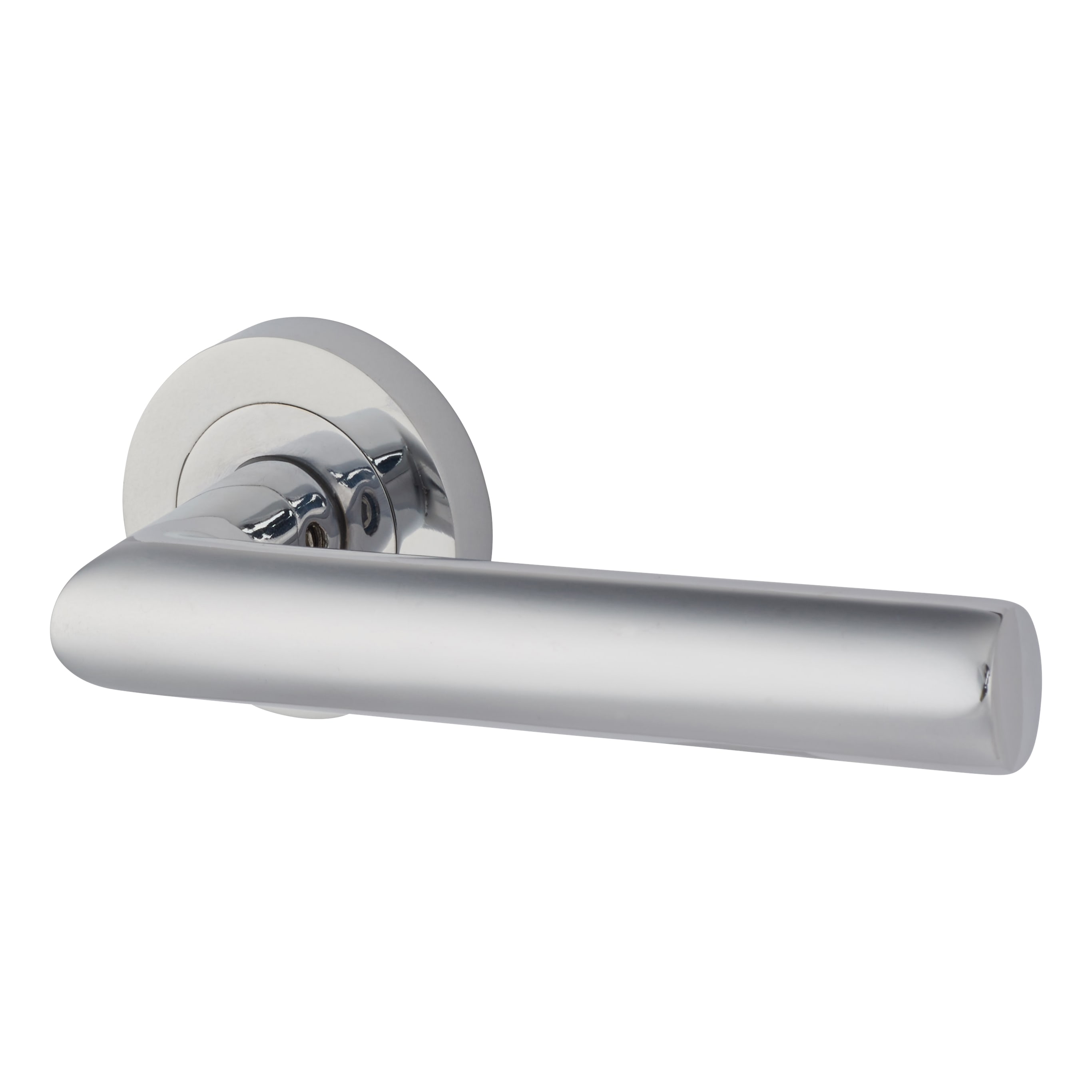 Polished Chrome Door Handles on Round Rose - Emily Range - view 2
