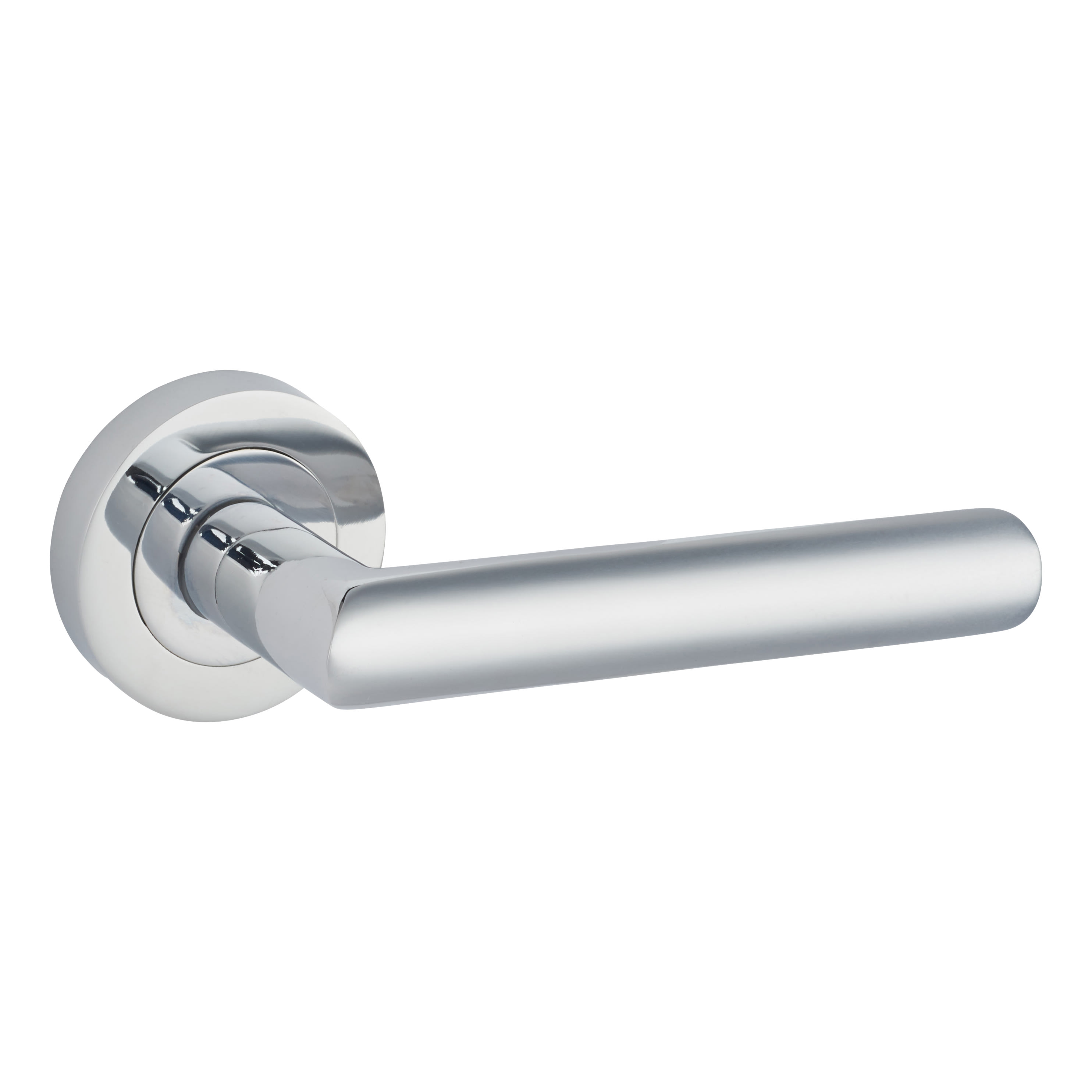 Polished Chrome Door Handles on Round Rose - Emily Range - view 3