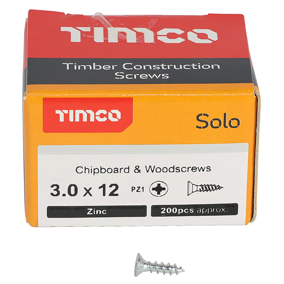 Solo Chippy Pozi Countersunk Wood Screws - 3.0 x 12mm - Zinc Plated - Pack of 200 - view 2