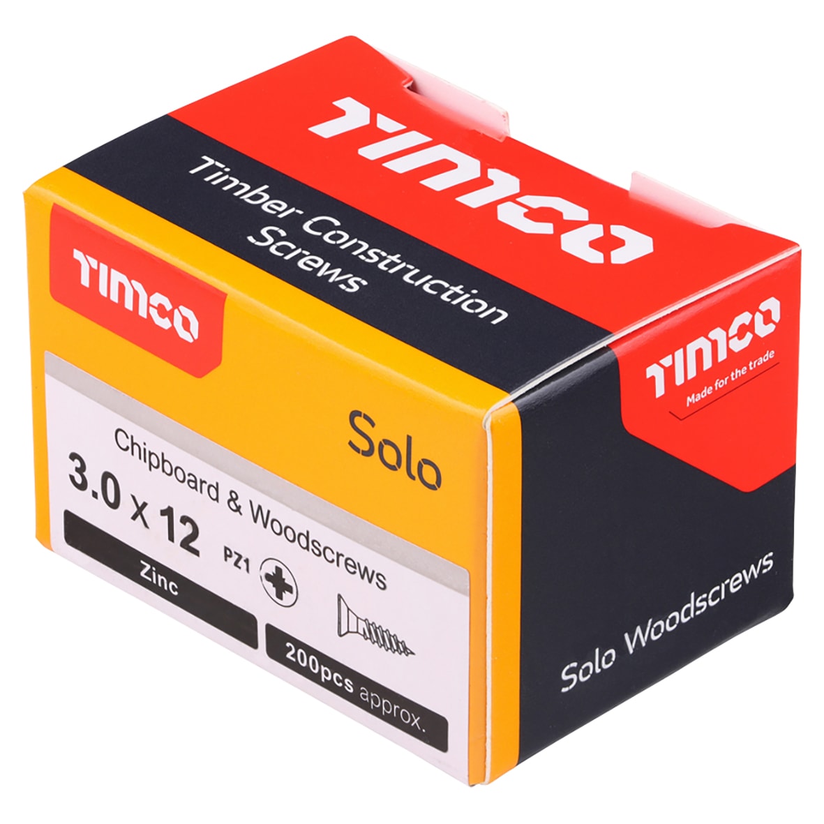 Solo Chippy Pozi Countersunk Wood Screws - 3.0 x 12mm - Zinc Plated - Pack of 200 - view 4