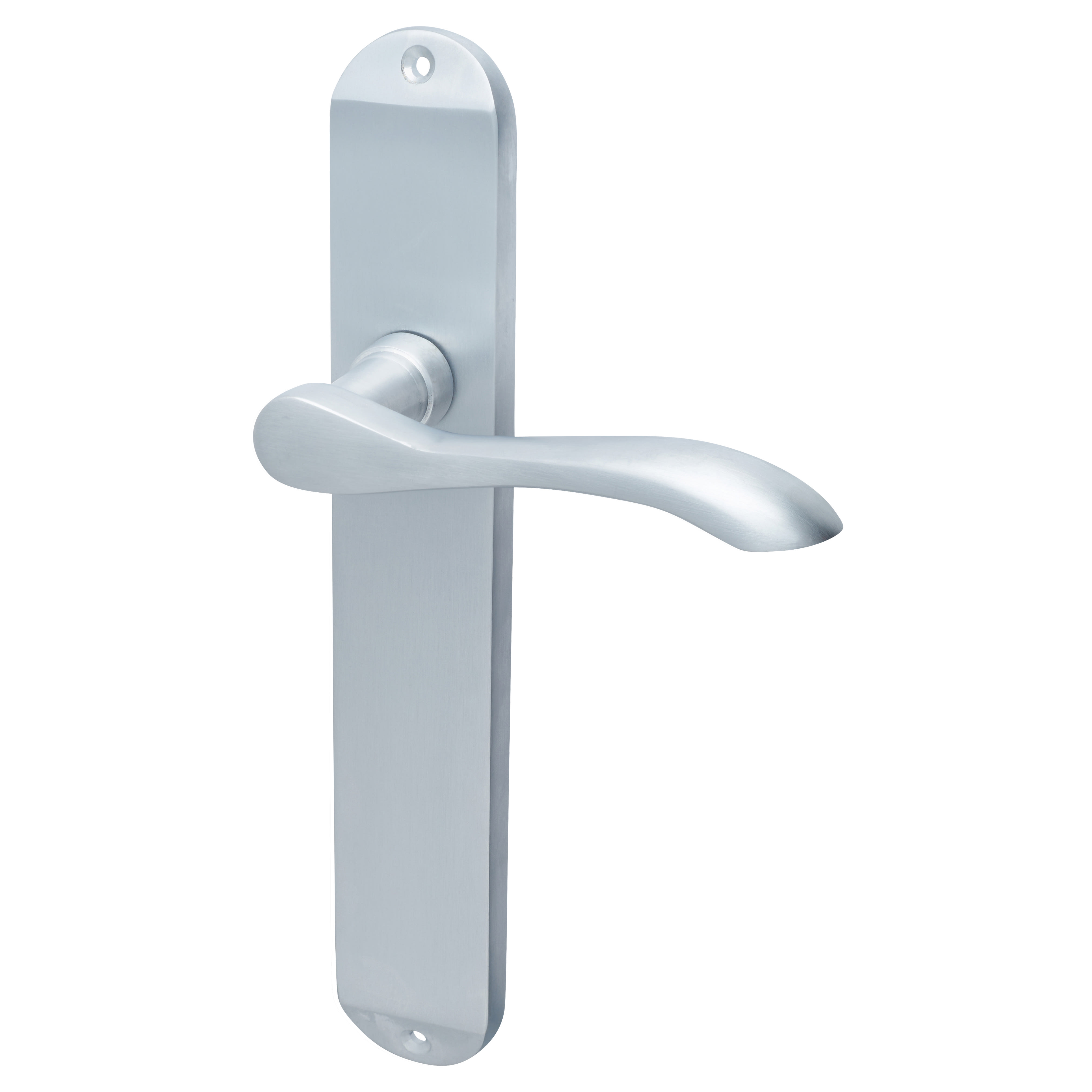 Satin Chrome Latch Door Handles - Long Plate - Altea Range - 240 x 41mm - view 2