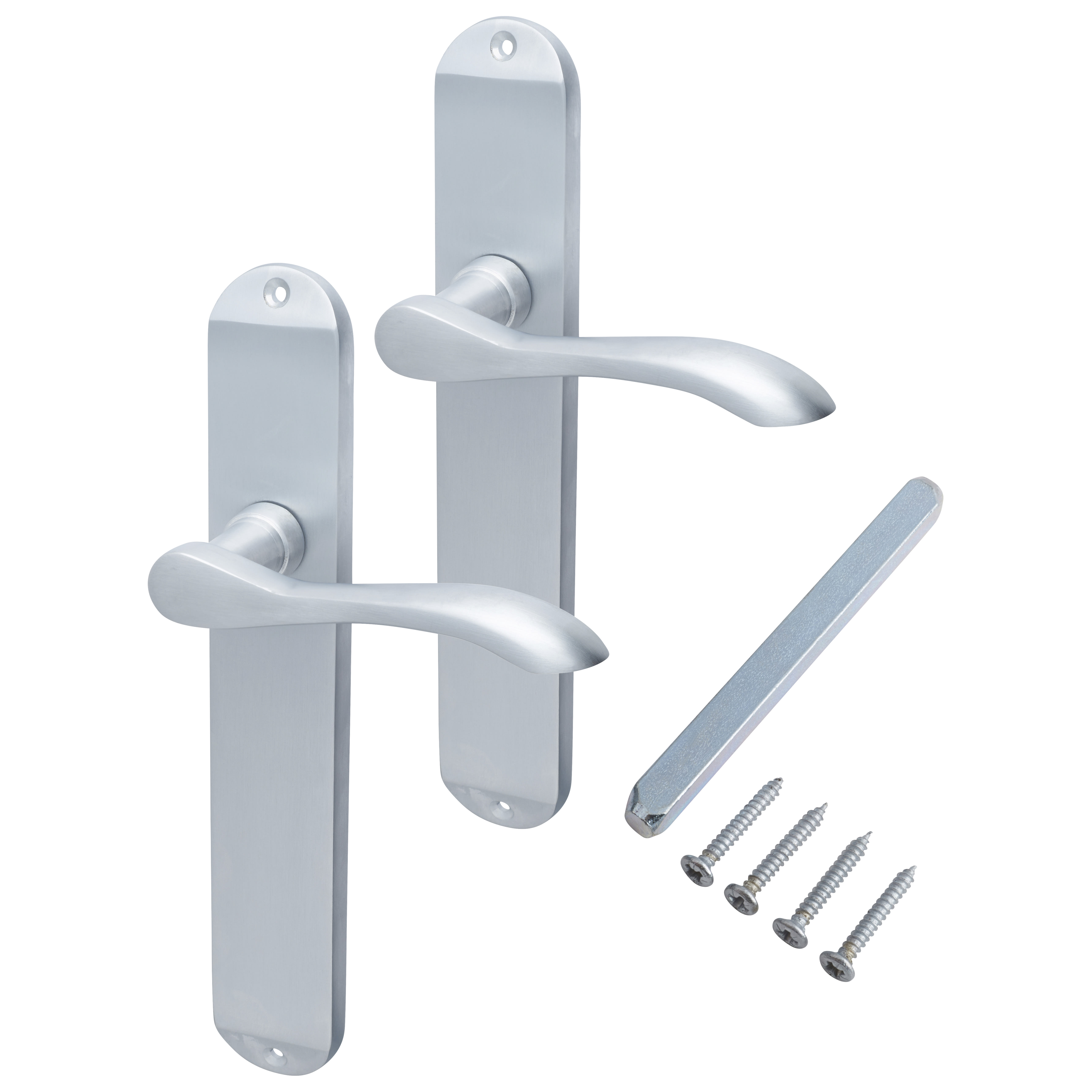 Satin Chrome Latch Door Handles - Long Plate - Altea Range - 240 x 41mm - view 3